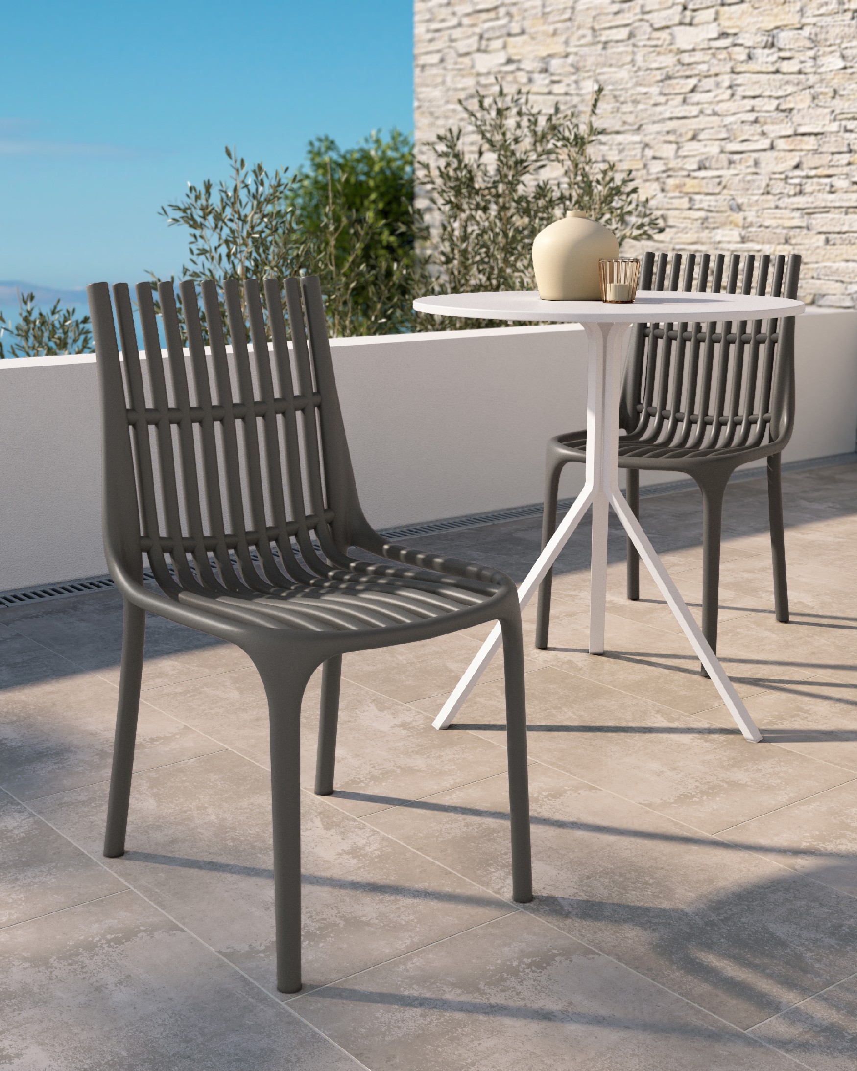 Chaise Milan en polypropylène graphite