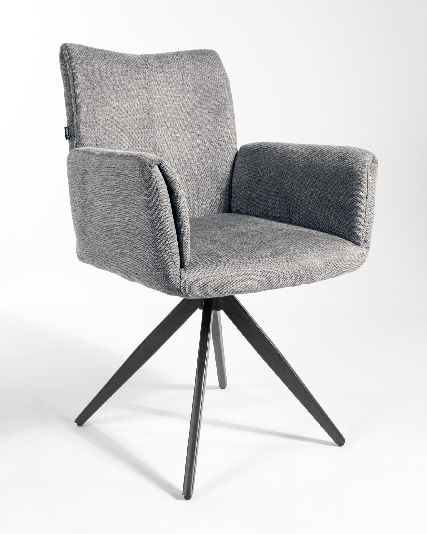 Modena swivel chair 180º with return function, grey upholstery, and black metal legs