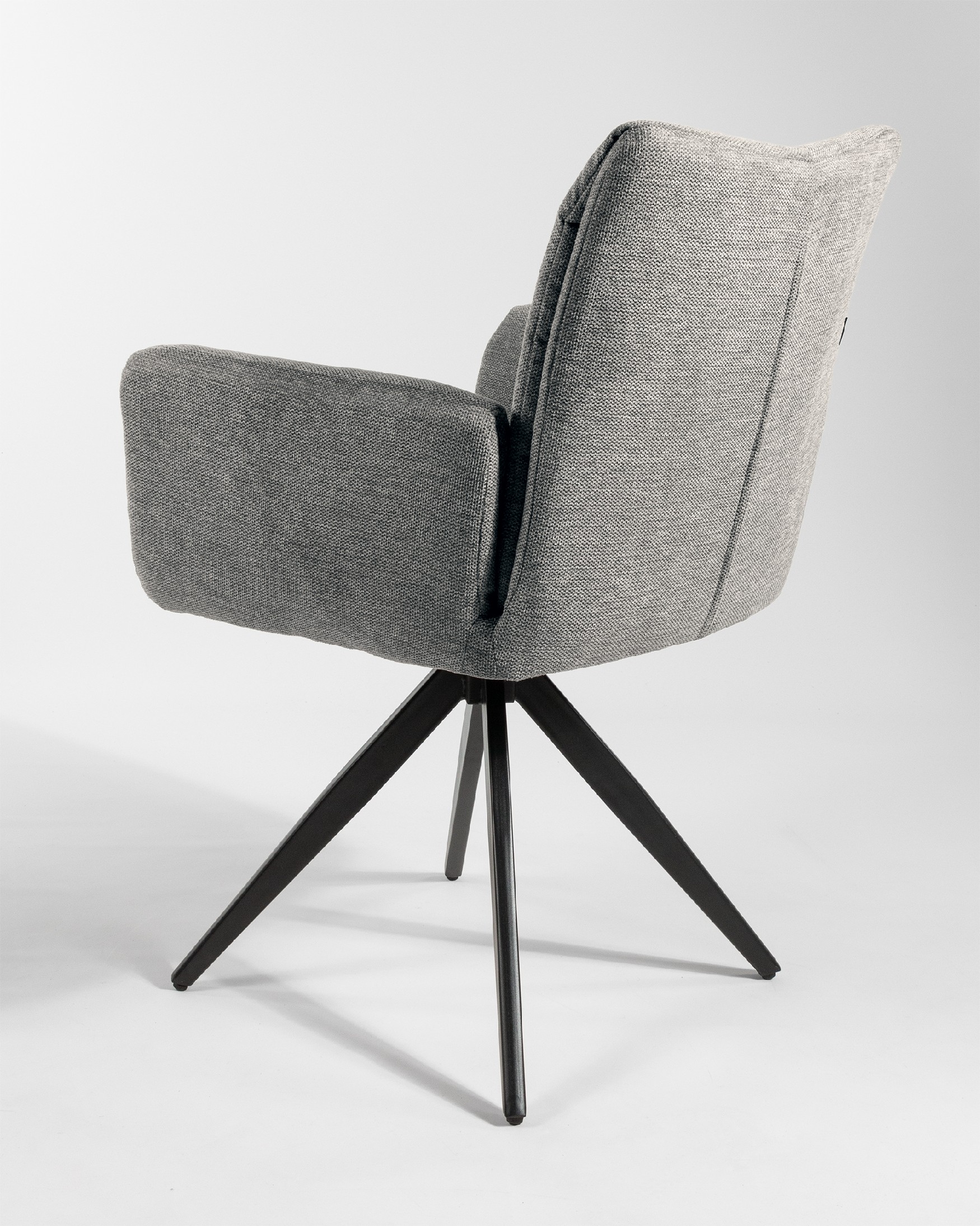 Modena swivel chair 180º with return function, grey upholstery, and black metal legs