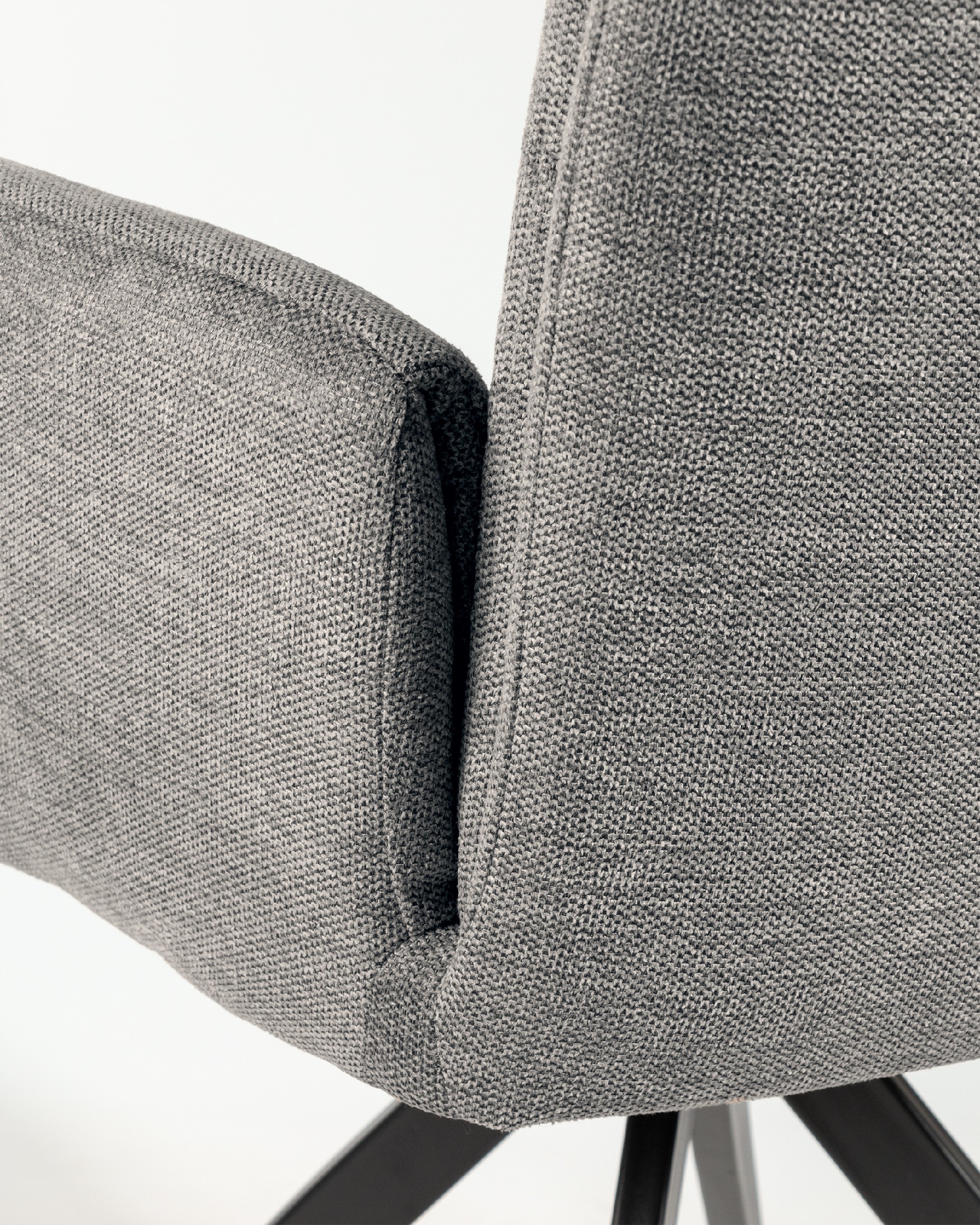 Modena swivel chair 180º with return function, grey upholstery, and black metal legs