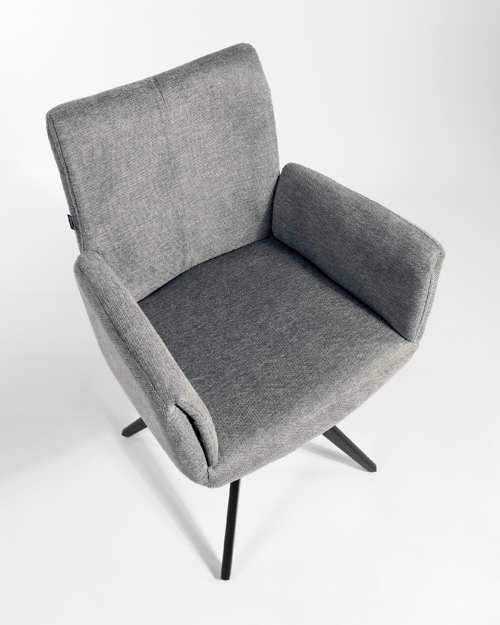 Modena swivel chair 180º with return function, grey upholstery, and black metal legs