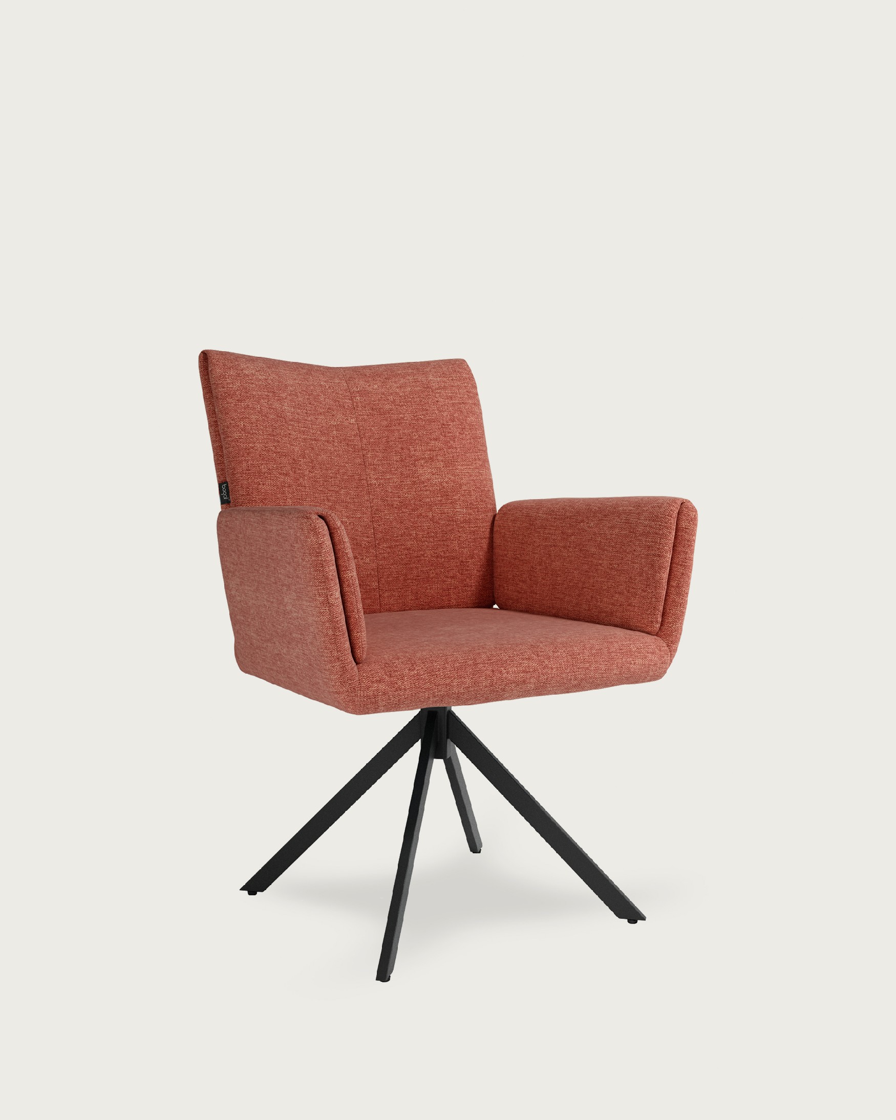 Modena swivel chair 180º with return function, salmon upholstery, and black metal legs