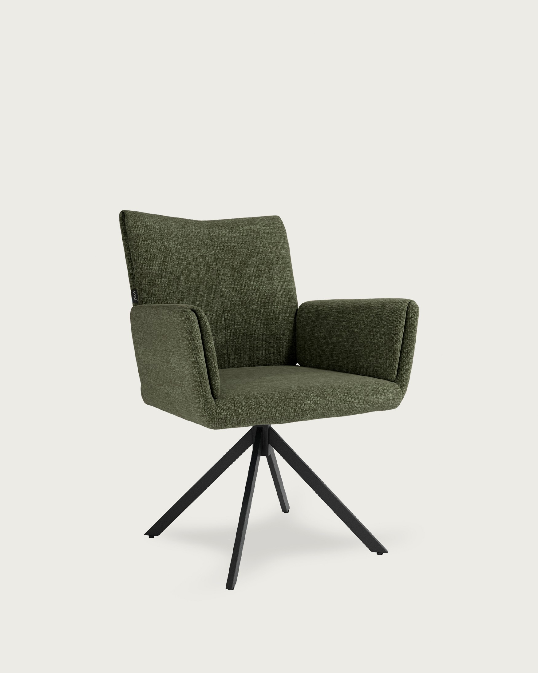 Modena swivel chair 180º with return function, green upholstery and black metal legs