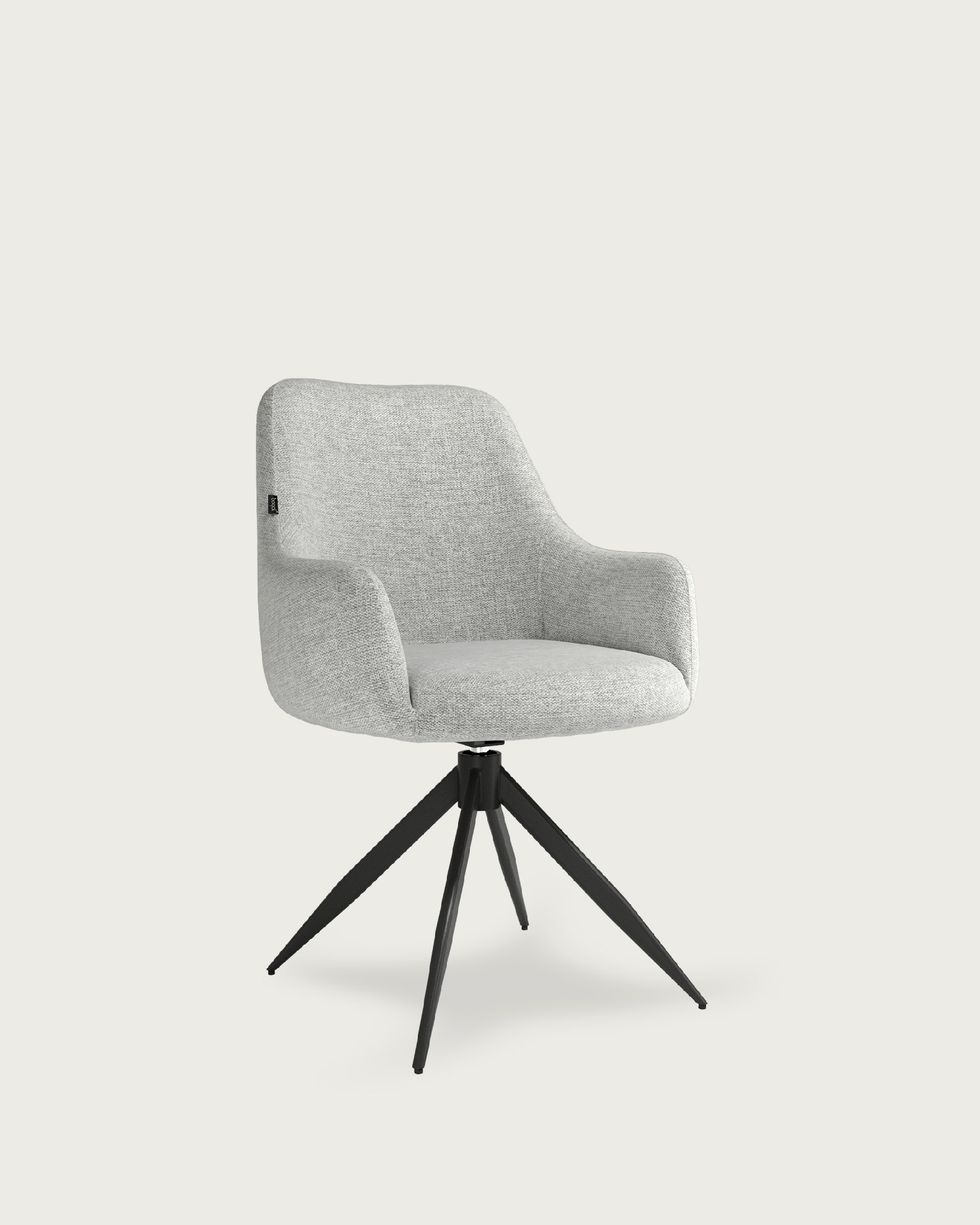 Silla Montreal giratoria 180º con función return, tapizado gris y patas metálicas negras
