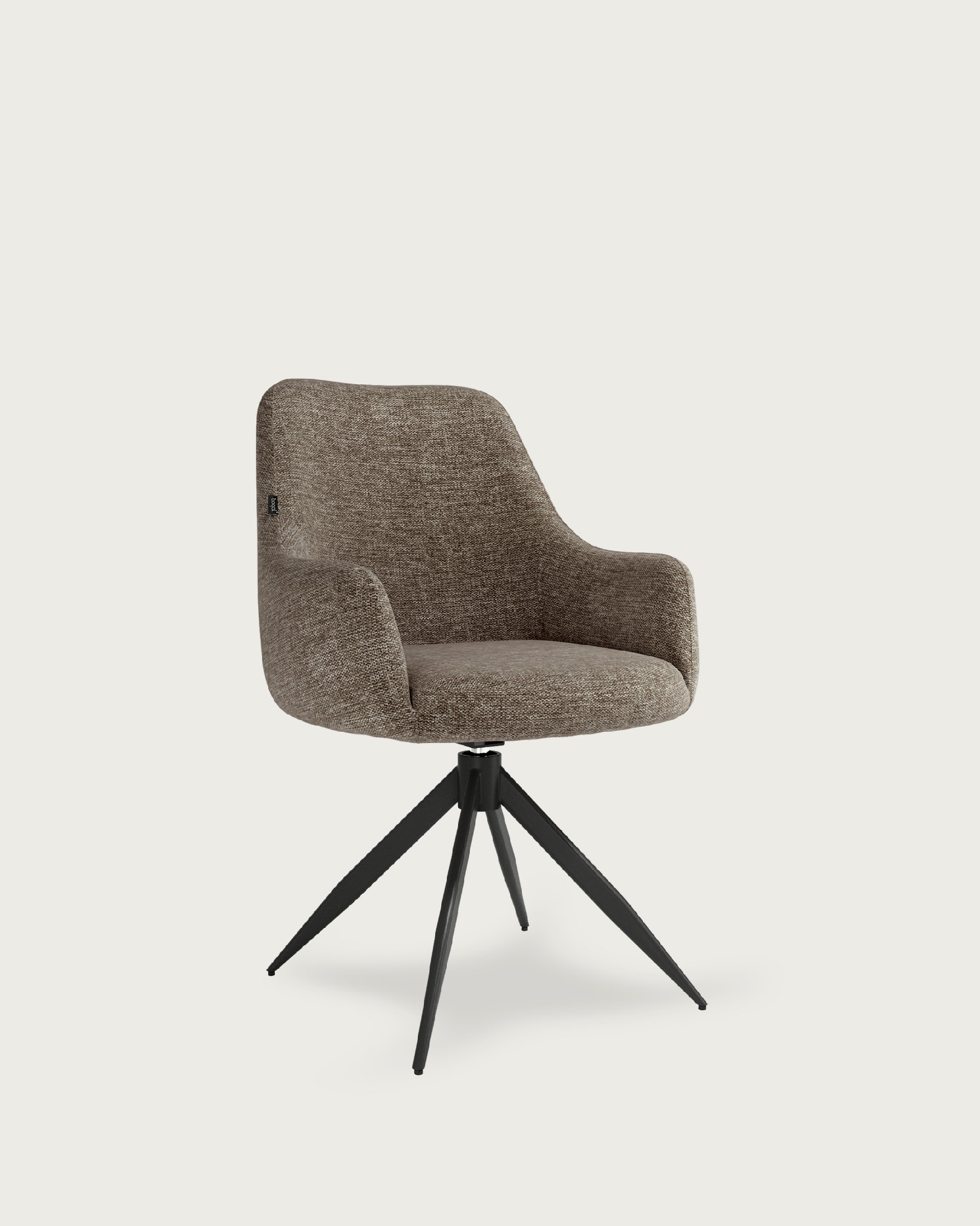 Silla Montreal giratoria 180º con función return, tapizado marrón y patas metálicas negras