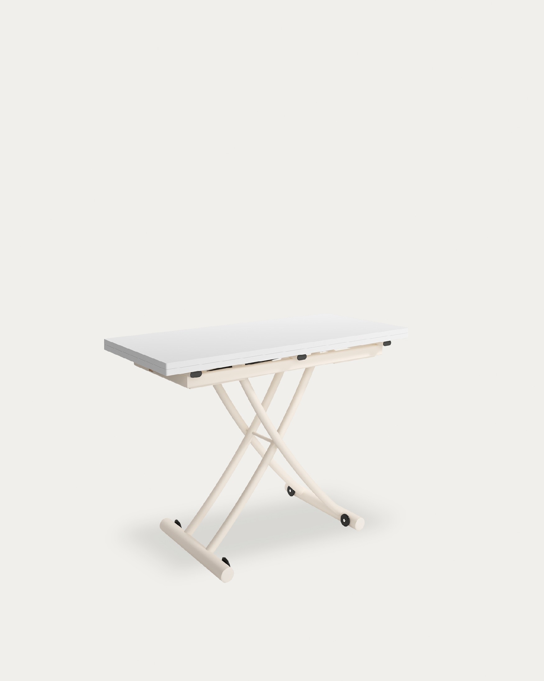 Morfeo liftable convertible table with white melamine finish and ivory metal structure 45/90 x 120 cm