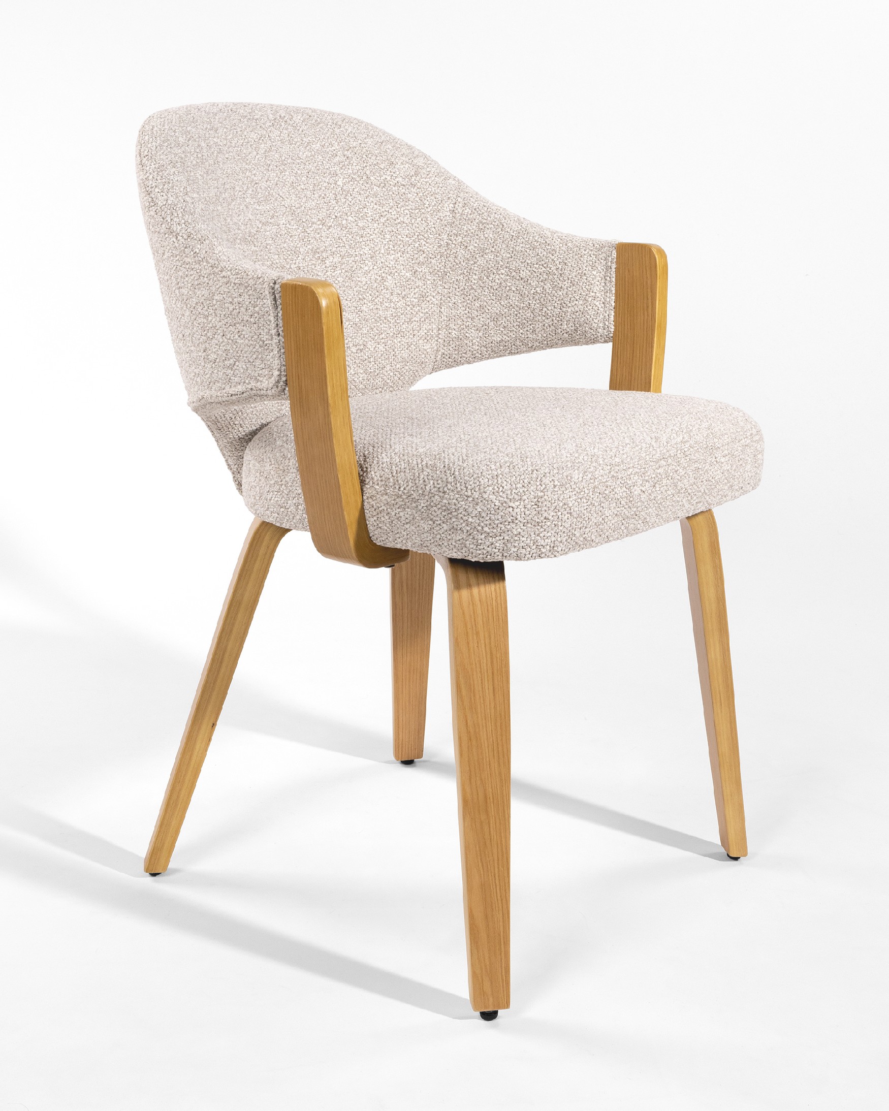 Nami chair with wooden structure and sand upholstery