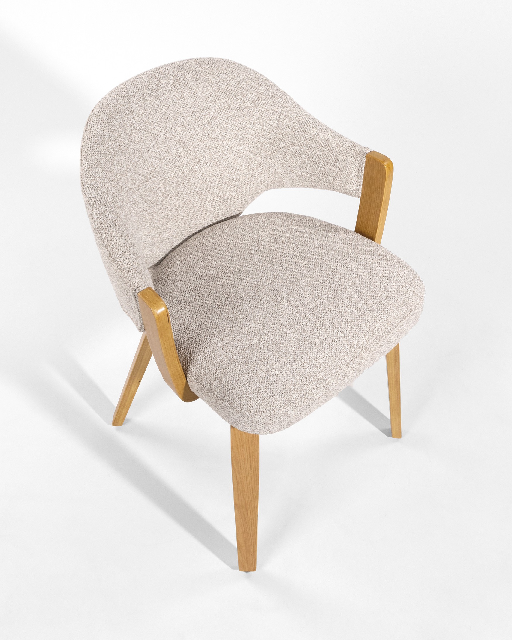 Nami chair with wooden structure and sand upholstery