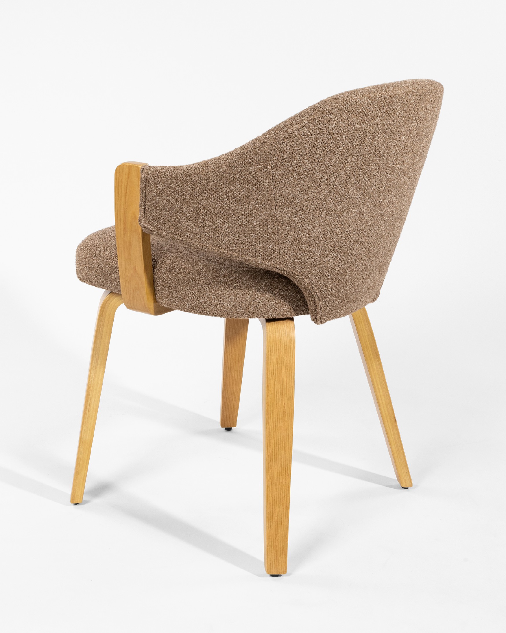 Nami chair with wooden structure and brown upholstery