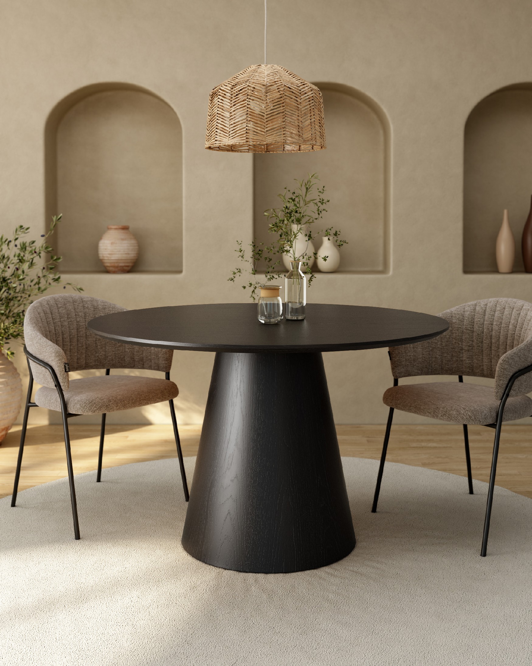 Round Namib table made of black oak Ø 120 cm