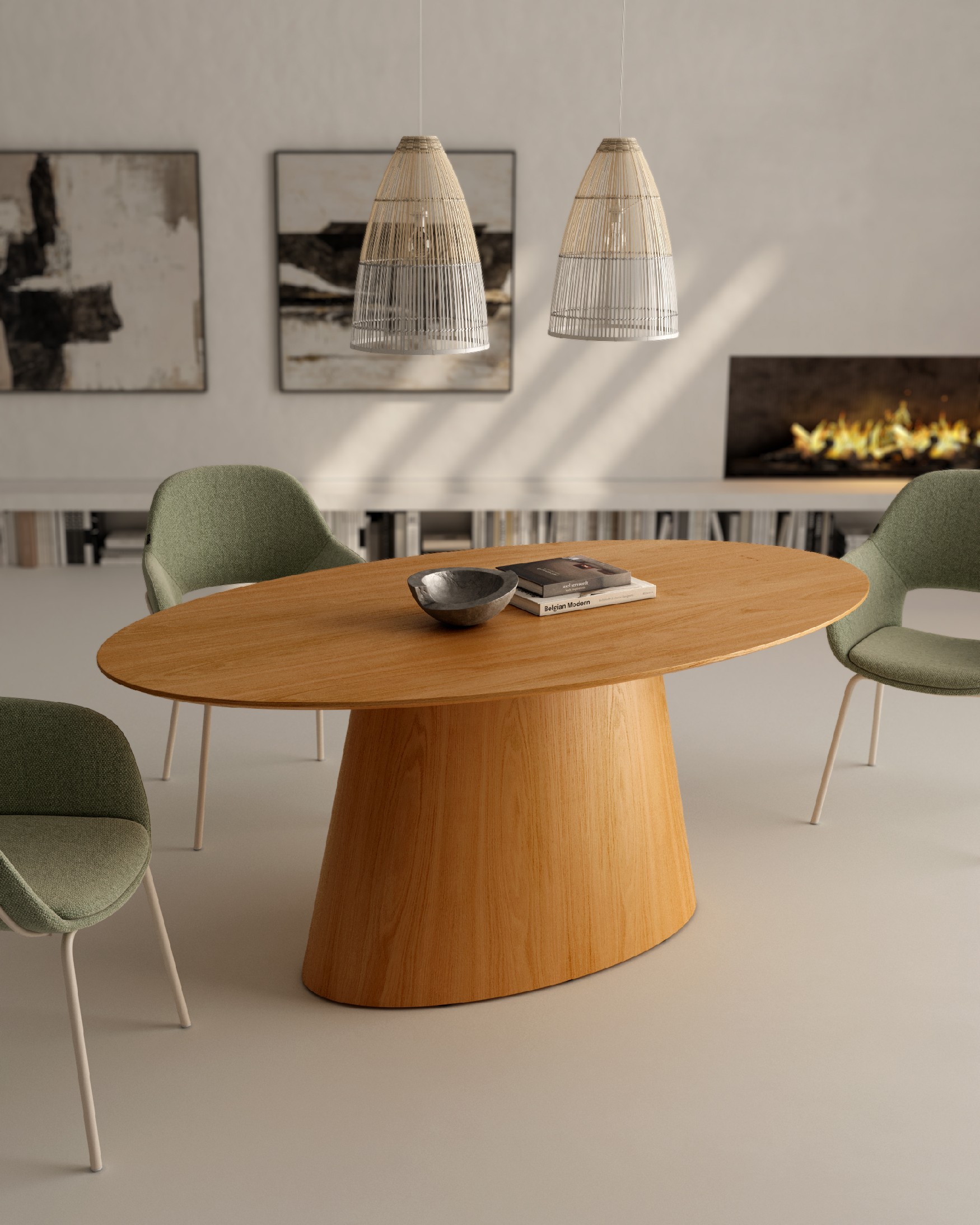 Natural oak oval dining table 180 x 100 cm