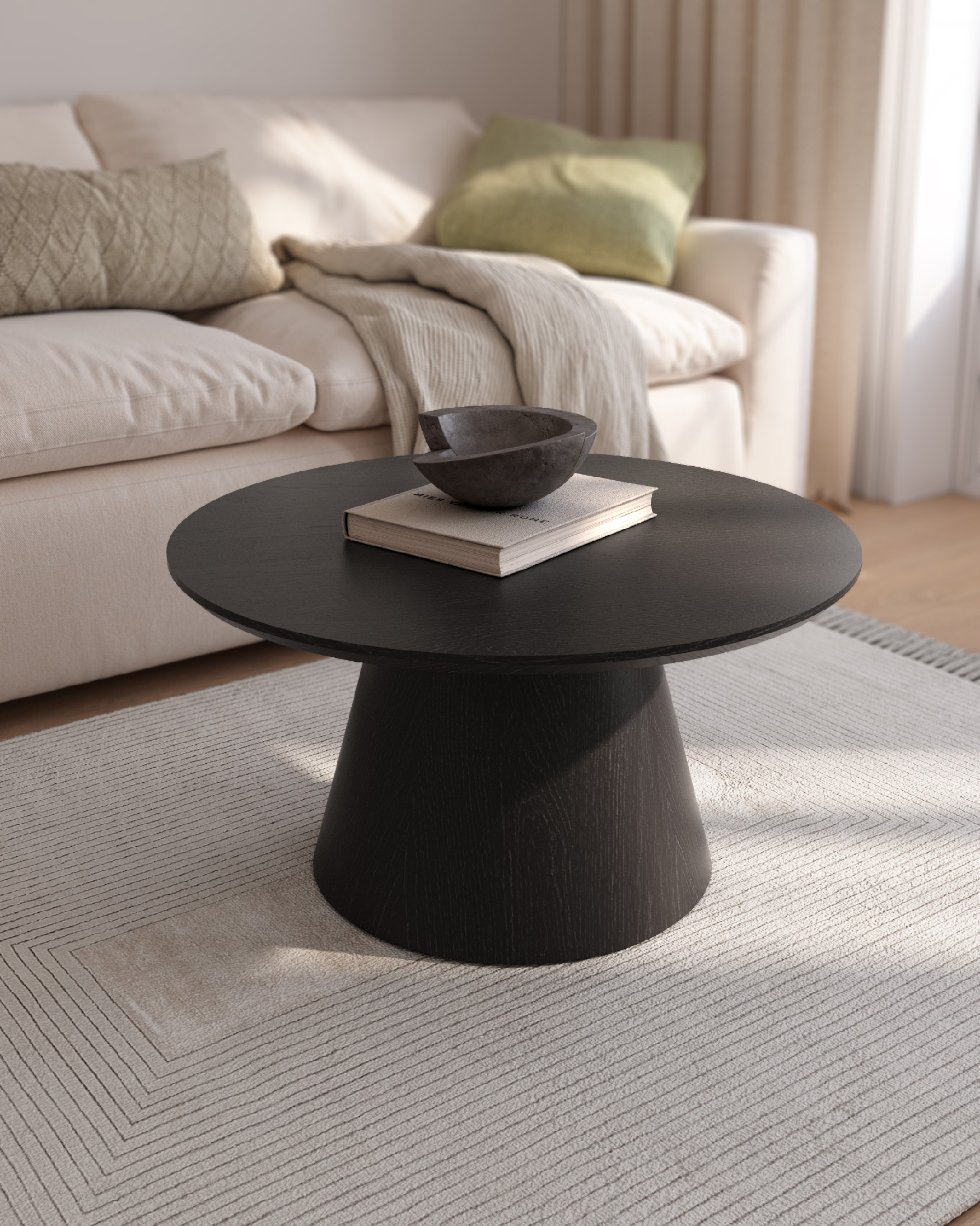 Namib round side table with black oak finish Ø 80 cm