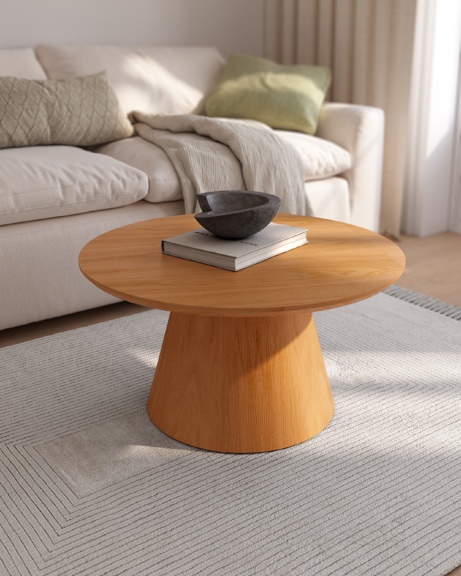 Namib round side table with natural oak finish Ø 80 cm