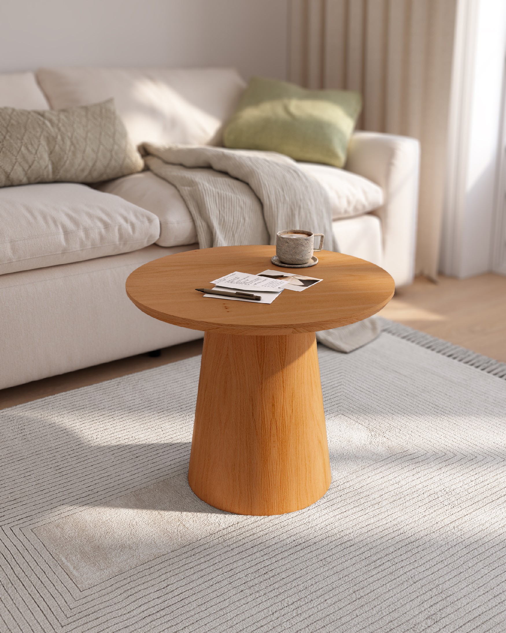 Table d'appoint Namib ronde avec finition chêne naturel Ø 60 cm