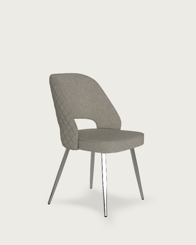 Chaise Napoles avec rembourrage perle et pieds chromés