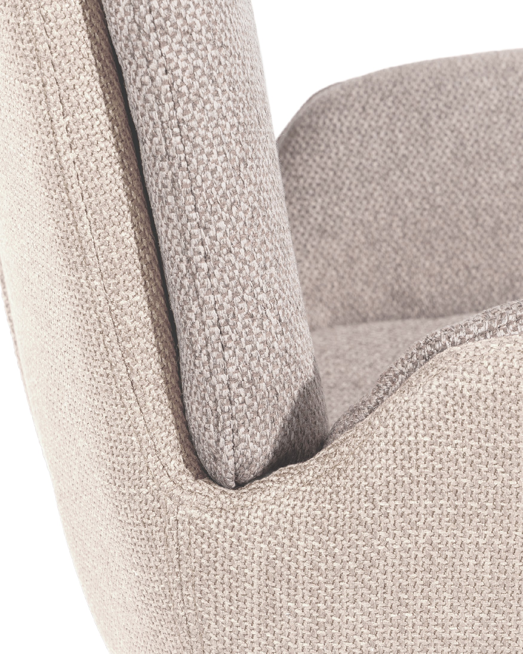 Chair Natal swivel 360º with pearl and brown upholstery and black metal legs