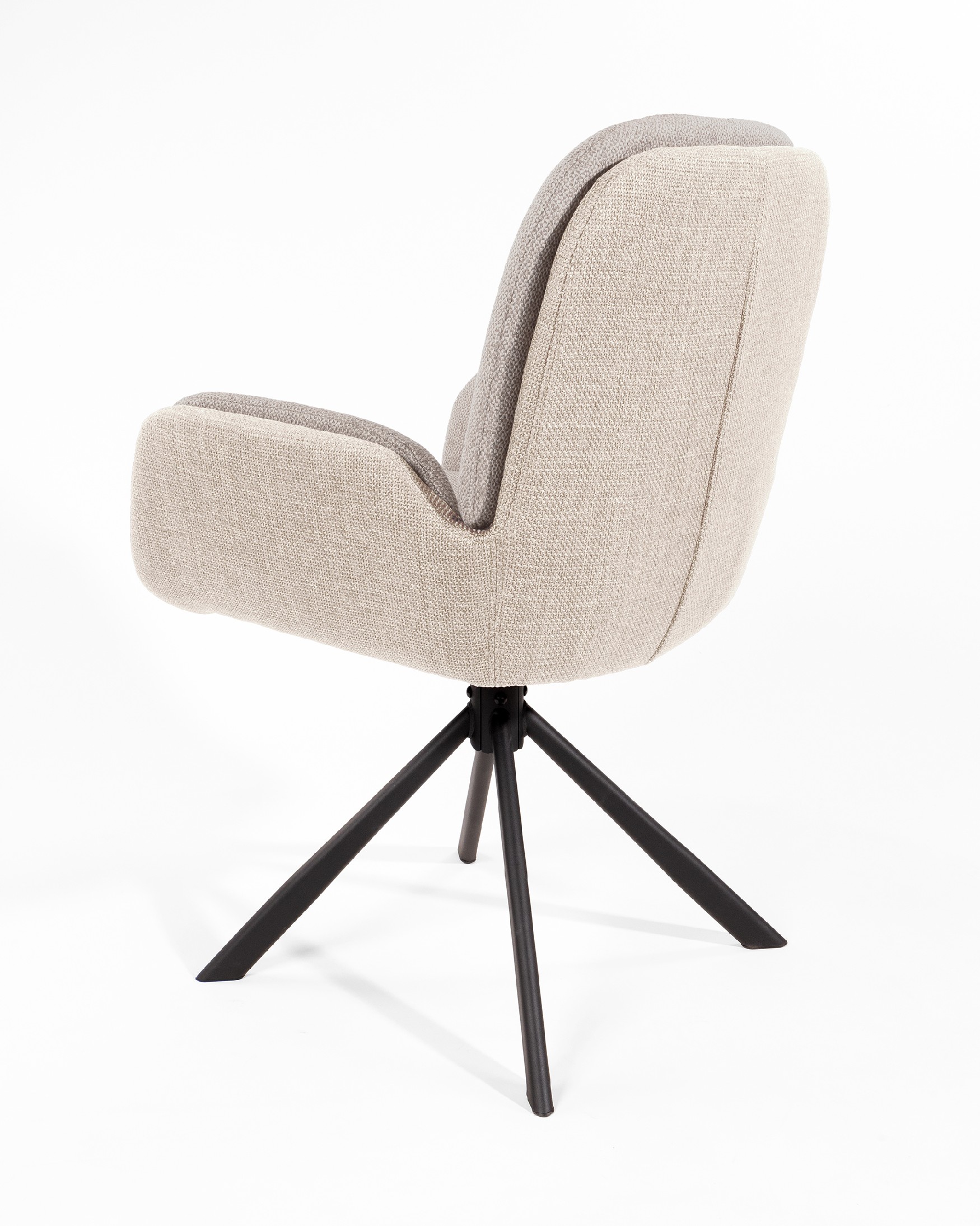 Chair Natal swivel 360º with pearl and brown upholstery and black metal legs