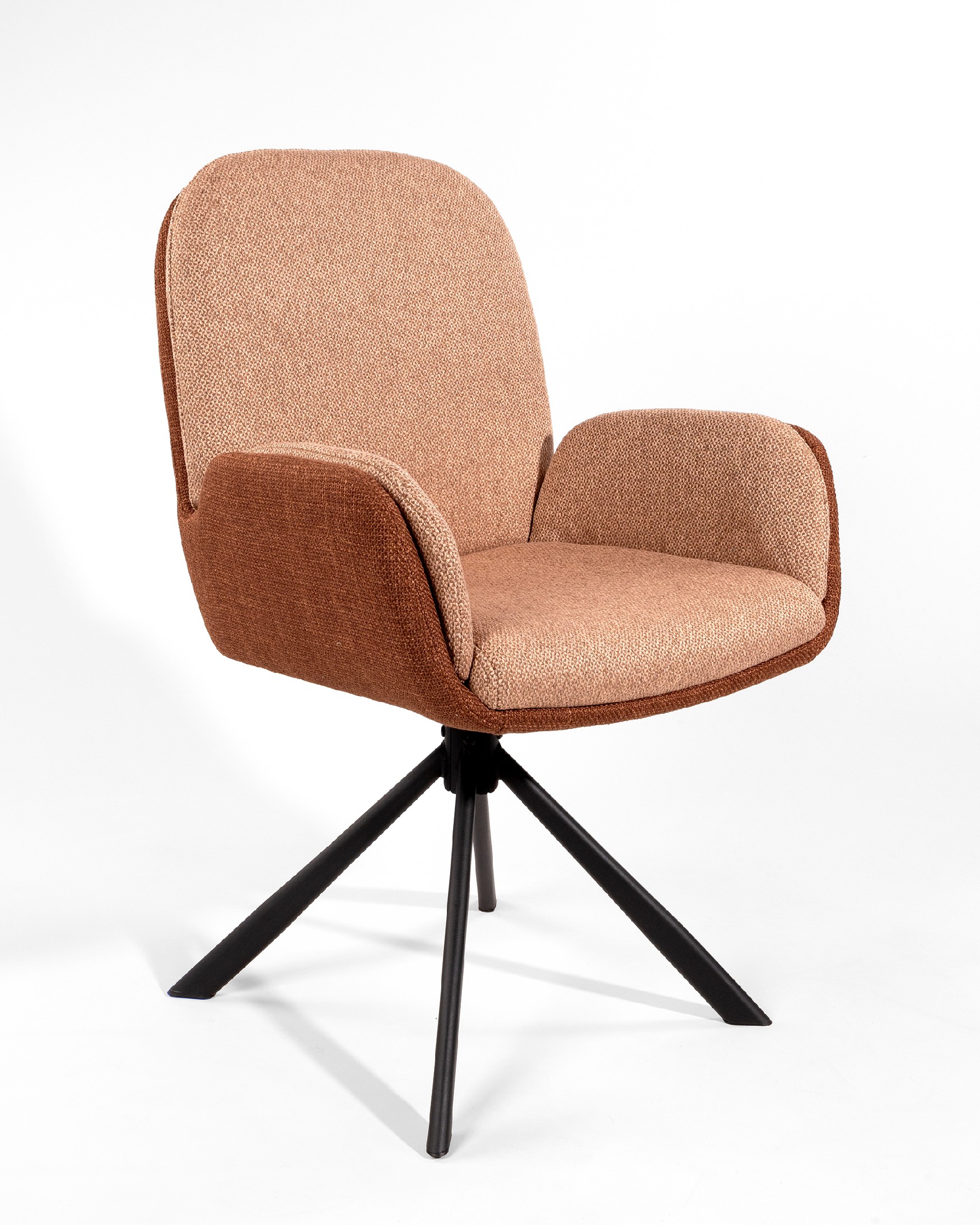 Chair Natal swivel 360º with terracotta and salmon upholstery and black metal legs