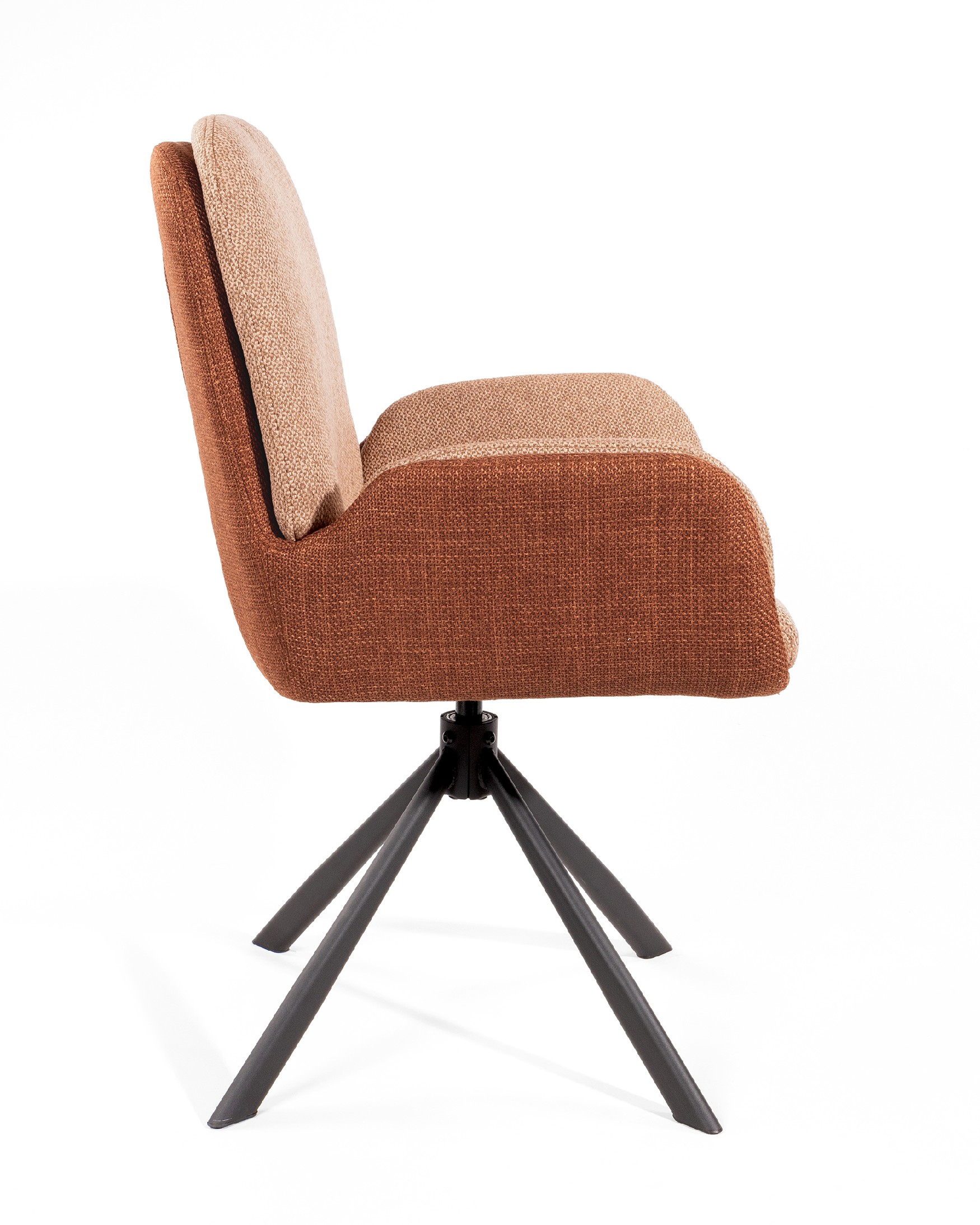 Chair Natal swivel 360º with terracotta and salmon upholstery and black metal legs