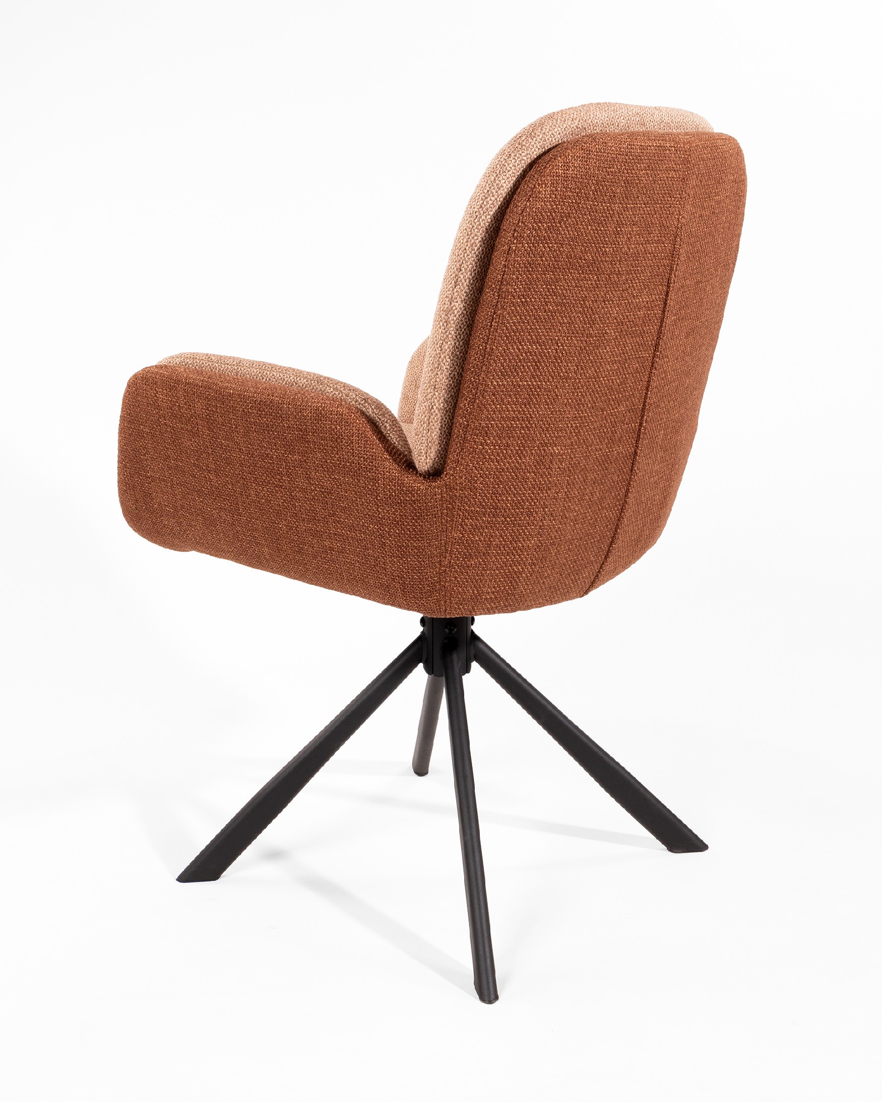 Chair Natal swivel 360º with terracotta and salmon upholstery and black metal legs