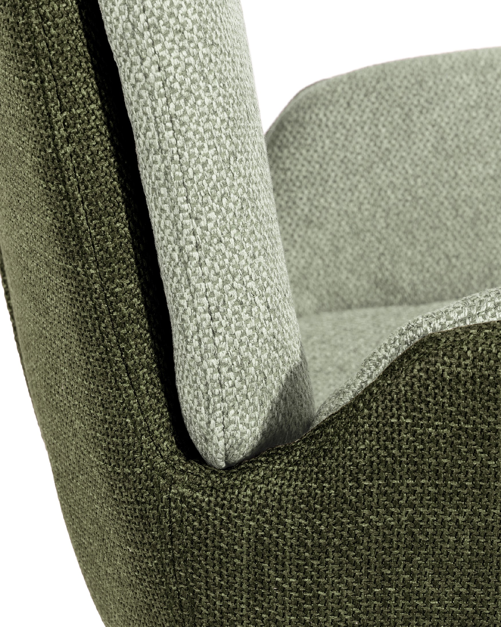 Chaise Natal pivotante 360º avec tapisserie verte et verte et pieds métalliques noirs