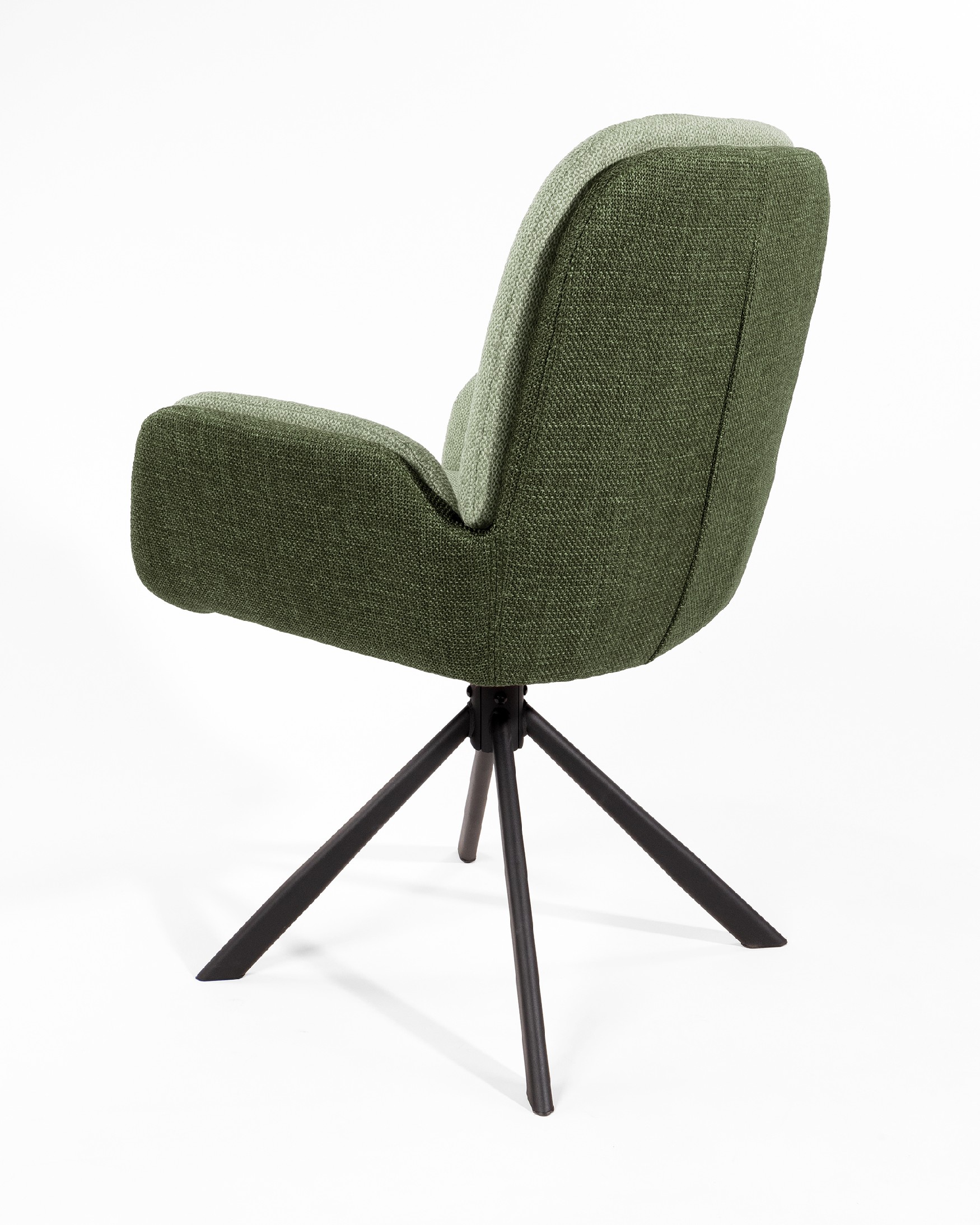 Chaise Natal pivotante 360º avec tapisserie verte et verte et pieds métalliques noirs