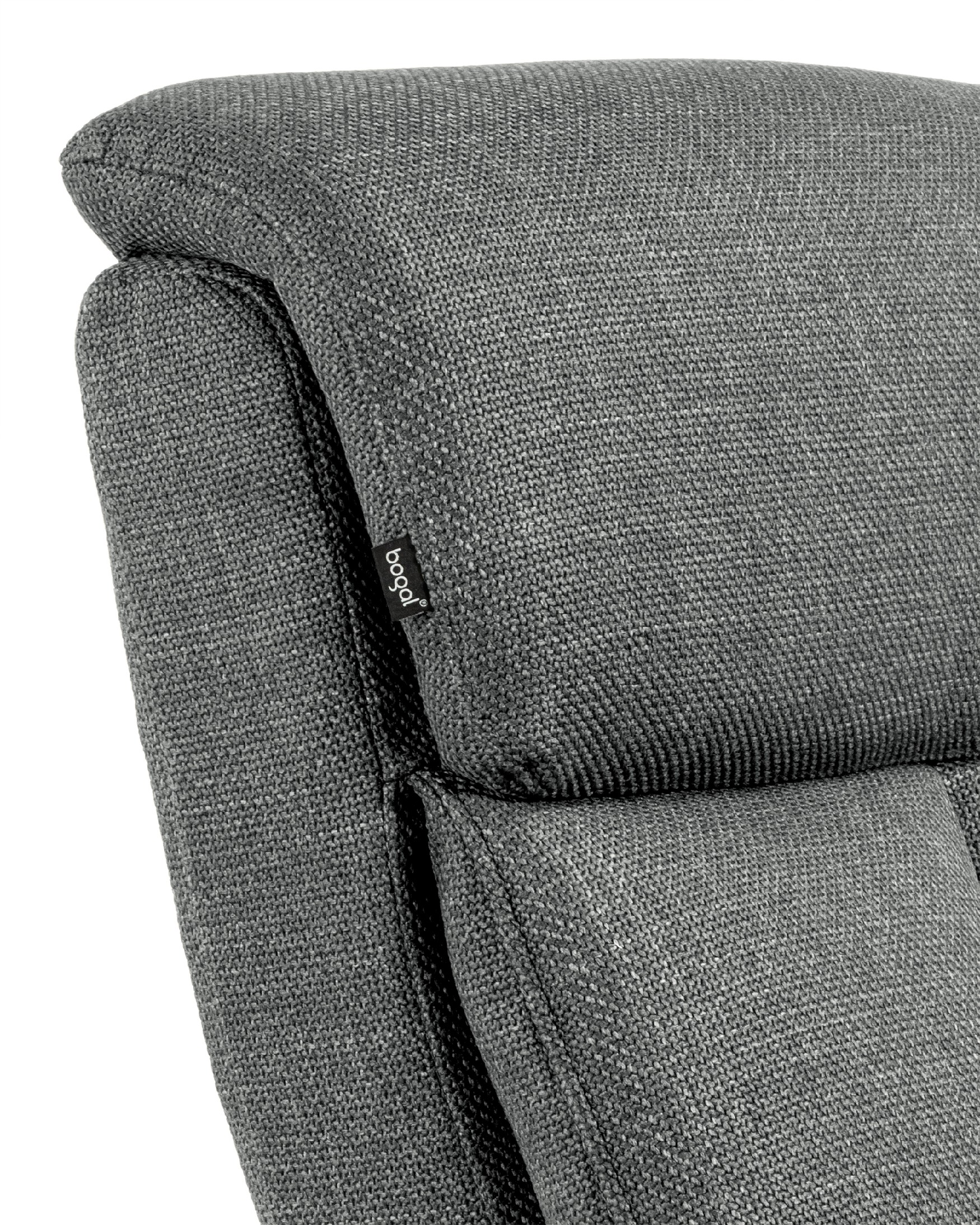 Nely electric swivel recliner with gray upholstery and black metal base
