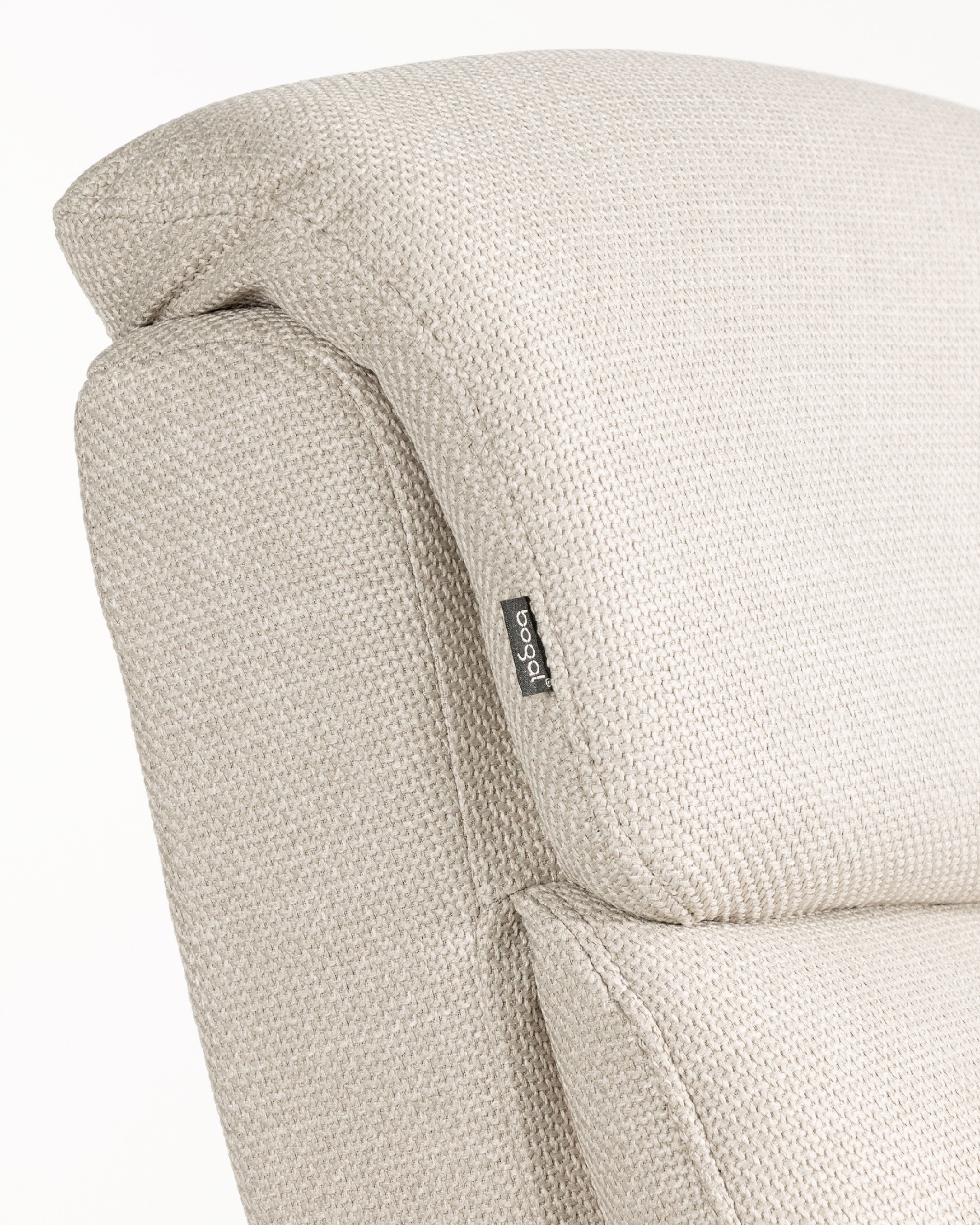Nely electric swivel recliner with pearl upholstery and black metal base