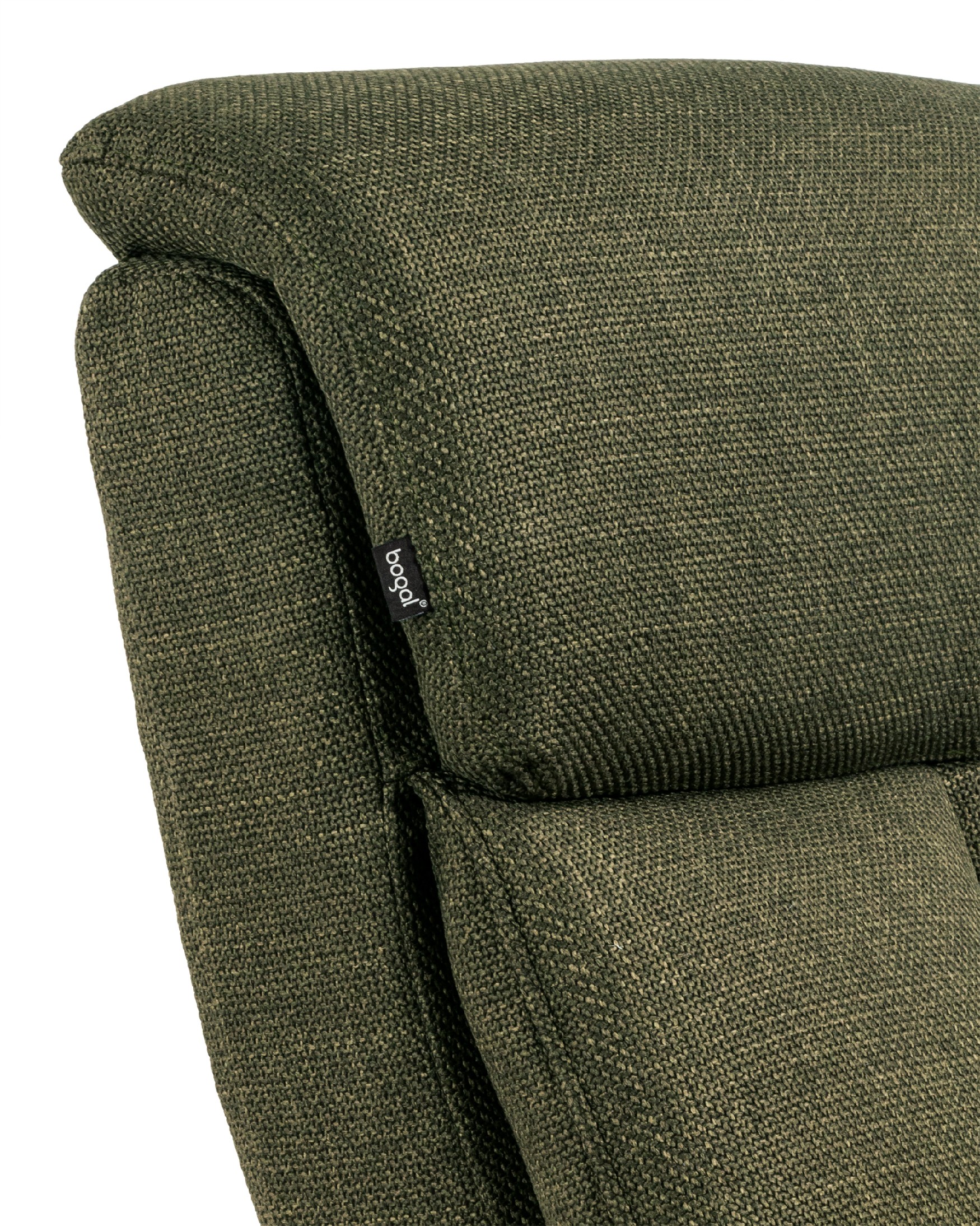 Nely electric rotating relax armchair with green upholstery and black metal leg