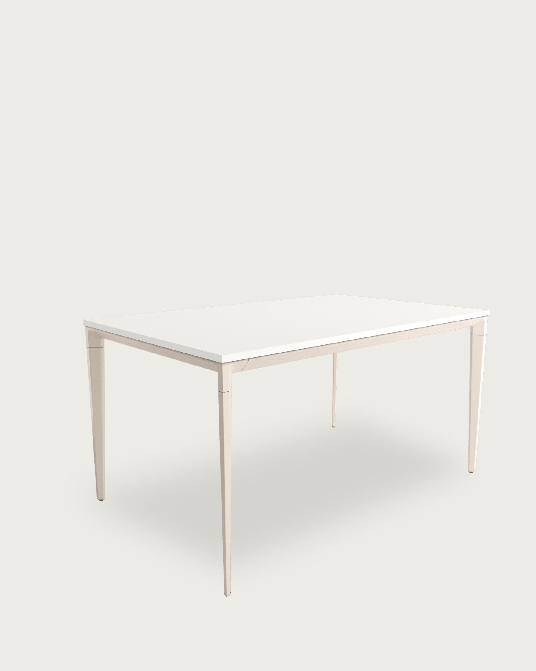 Table Ness avec plateau en mélamine blanc extra et pied métallique ivoire 160 x 90 cm