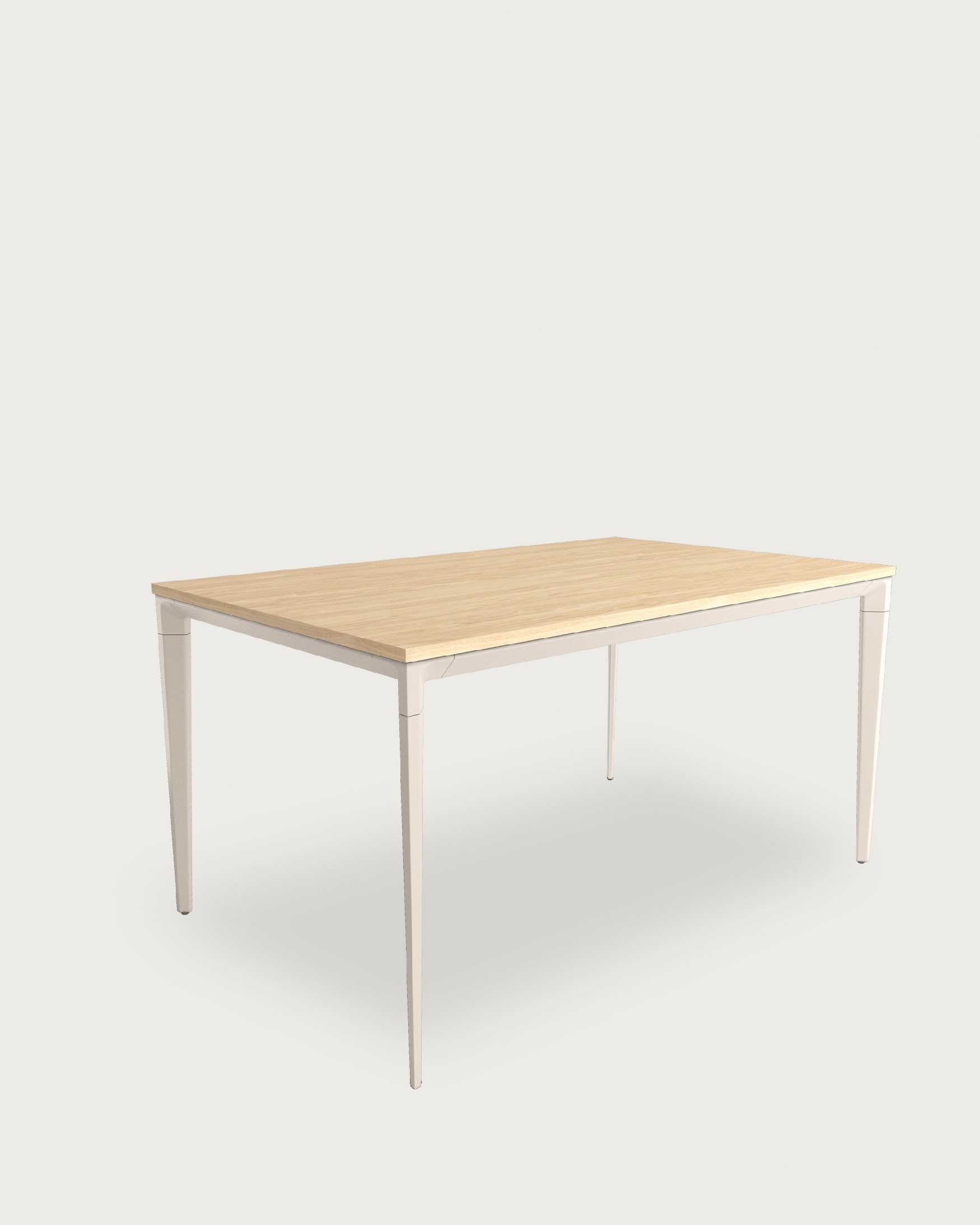 Table Ness avec plateau en mélamine alpin et pied en métal ivoire 120 x 80 cm