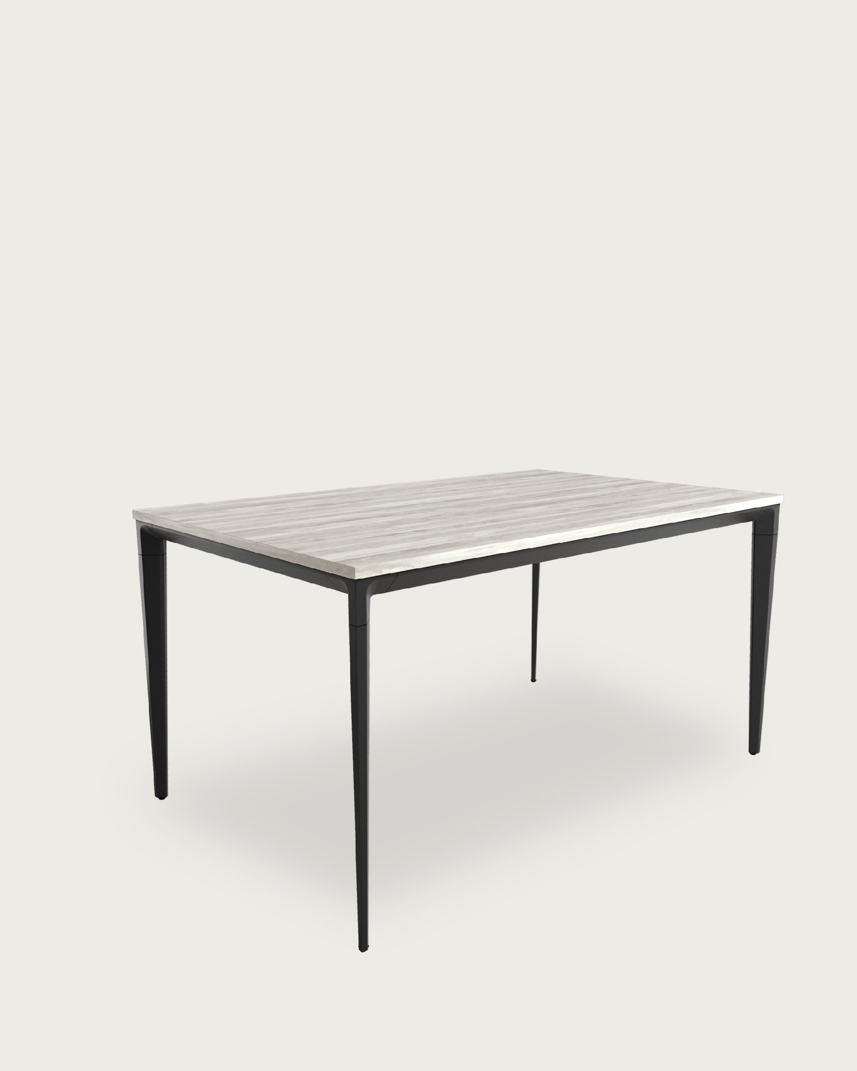 Table Ness avec plateau en mélamine artic et pied métallique noir 90 x 90 cm