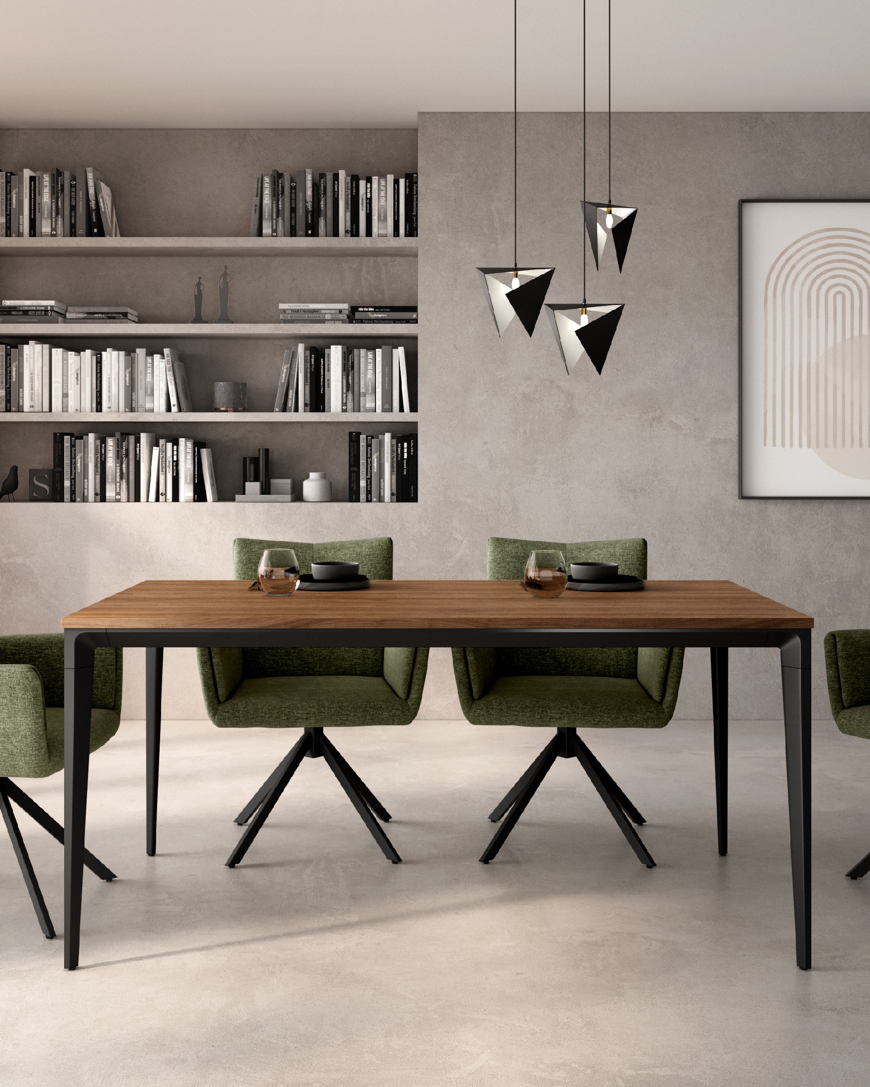 Mesa Ness with melamine java top and black metal leg 90 x 90 cm