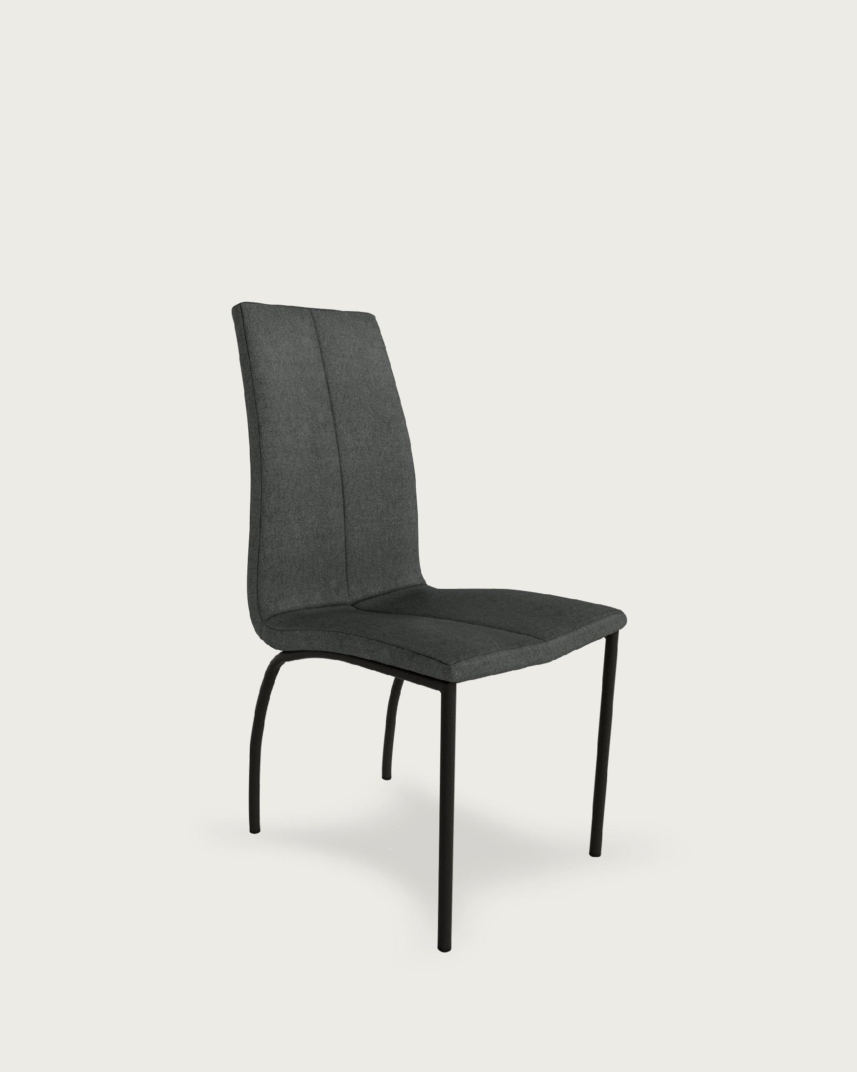 Silla Niza con tapizado marengo y patas metálicas negras