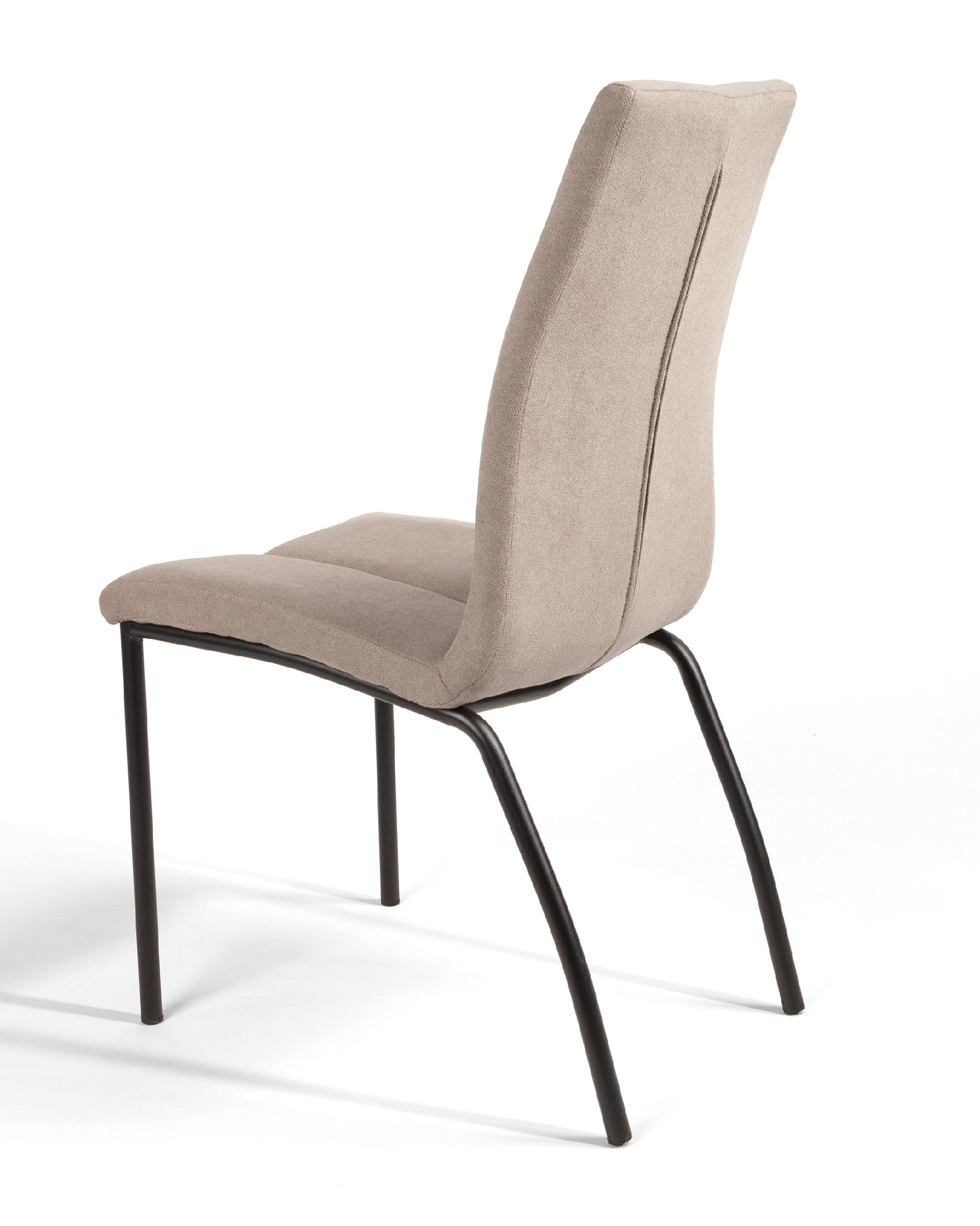 Niza chair with pearl upholstery and black metal legs
