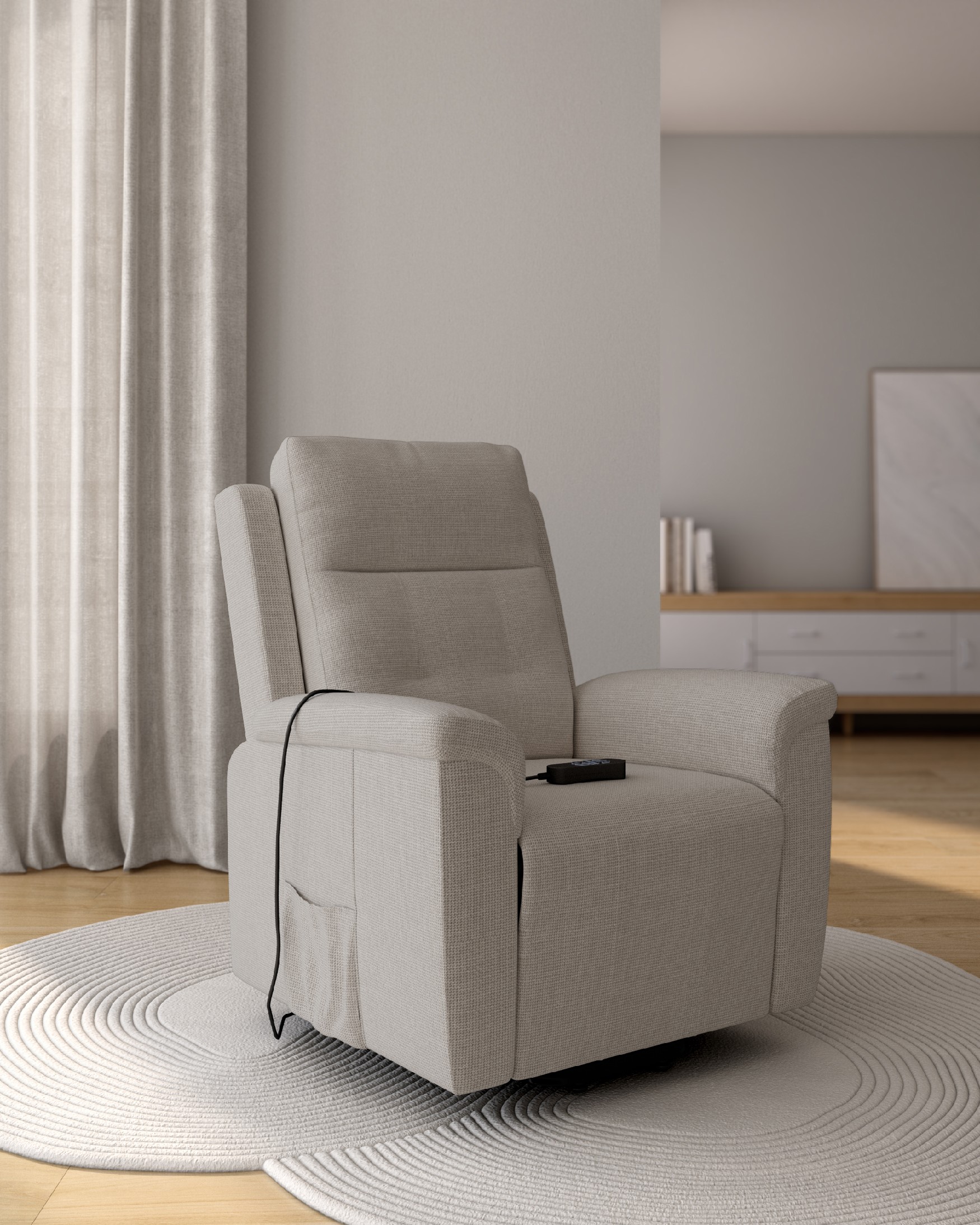 Electric recliner chair with 3 motors Noelia with pearl upholstery