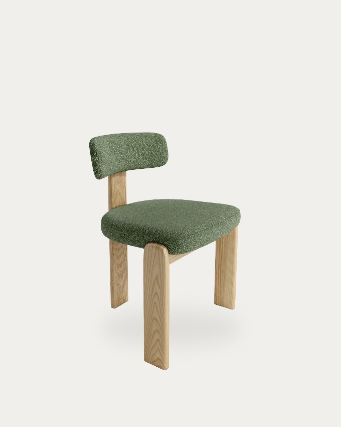 Nori chair with green upholstery and oak frame