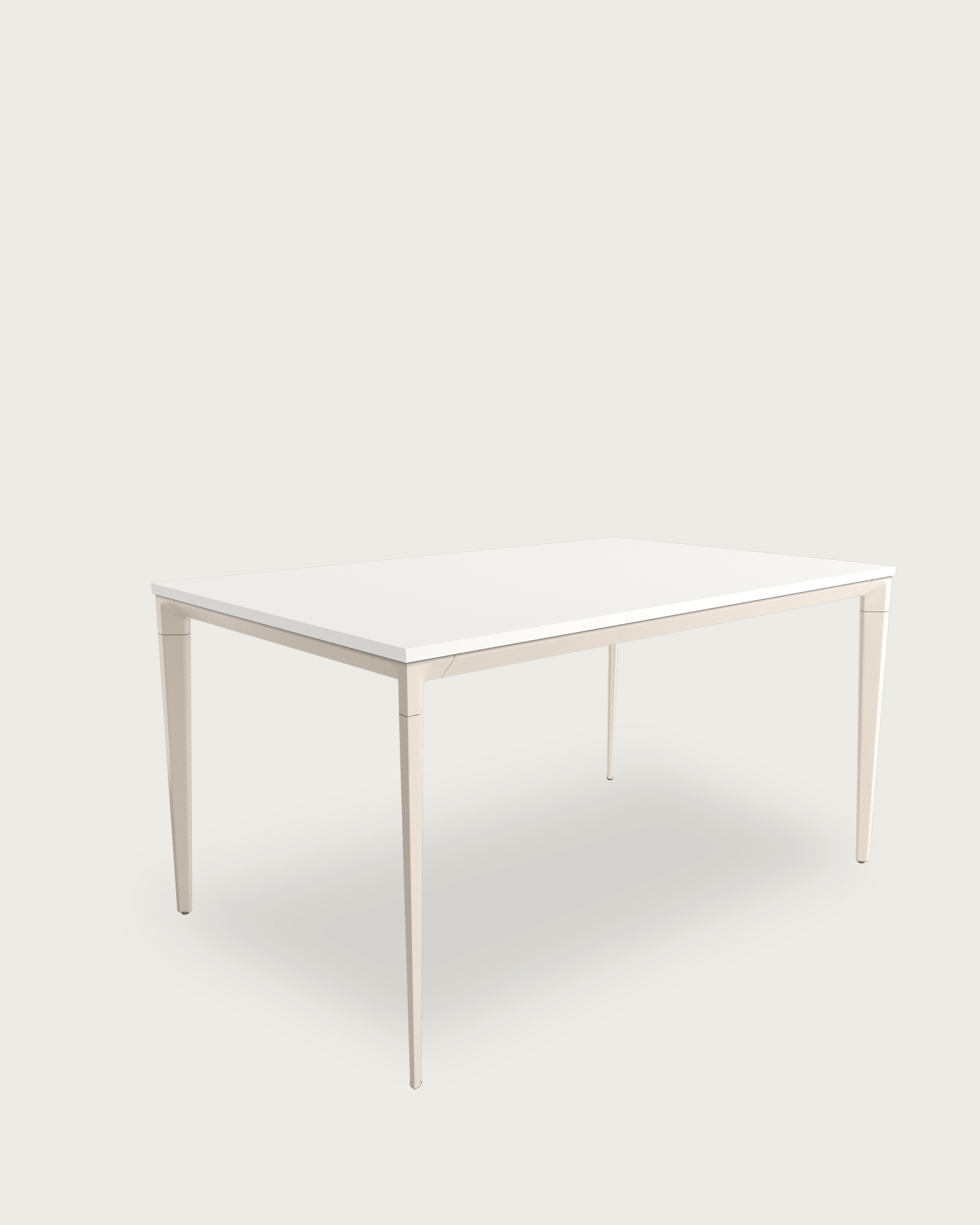 Mesa Ness with extra white melamine top and ivory metal leg 90 x 90 cm