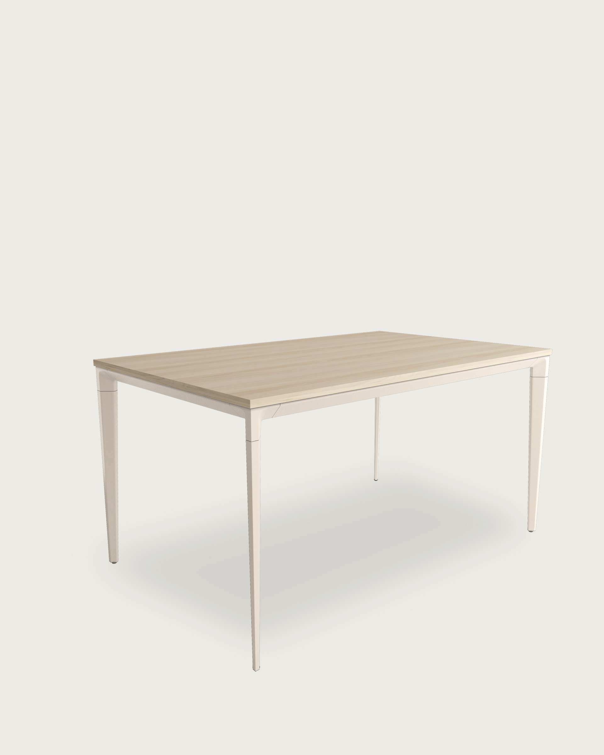 Mesa Ness with an elm melamine top and ivory metal leg 90 x 90 cm
