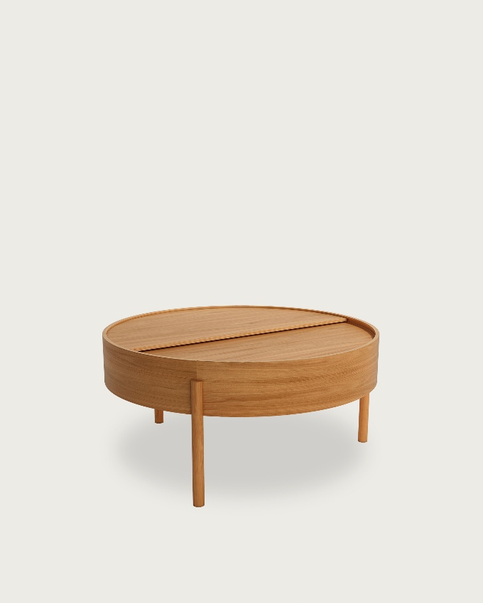 Table d'appoint Oasis ronde avec finition chêne naturel Ø 80 cm