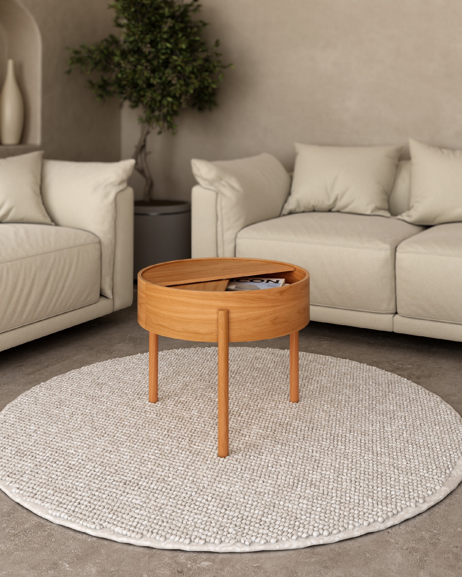 Table d'appoint Oasis ronde avec finition chêne naturel Ø 54 cm
