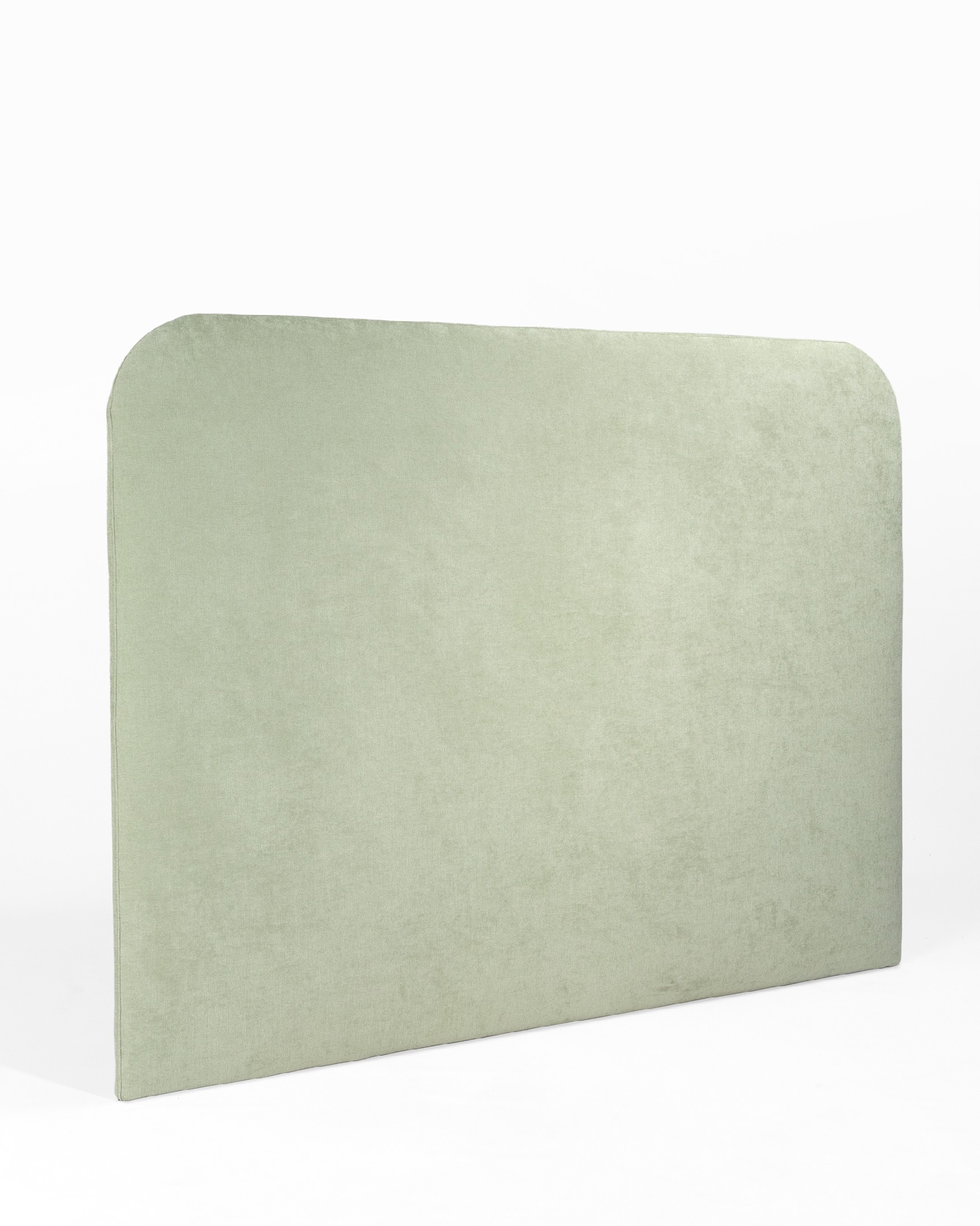 Headboard curved edges upholstered green Obel 145 x 120 cm