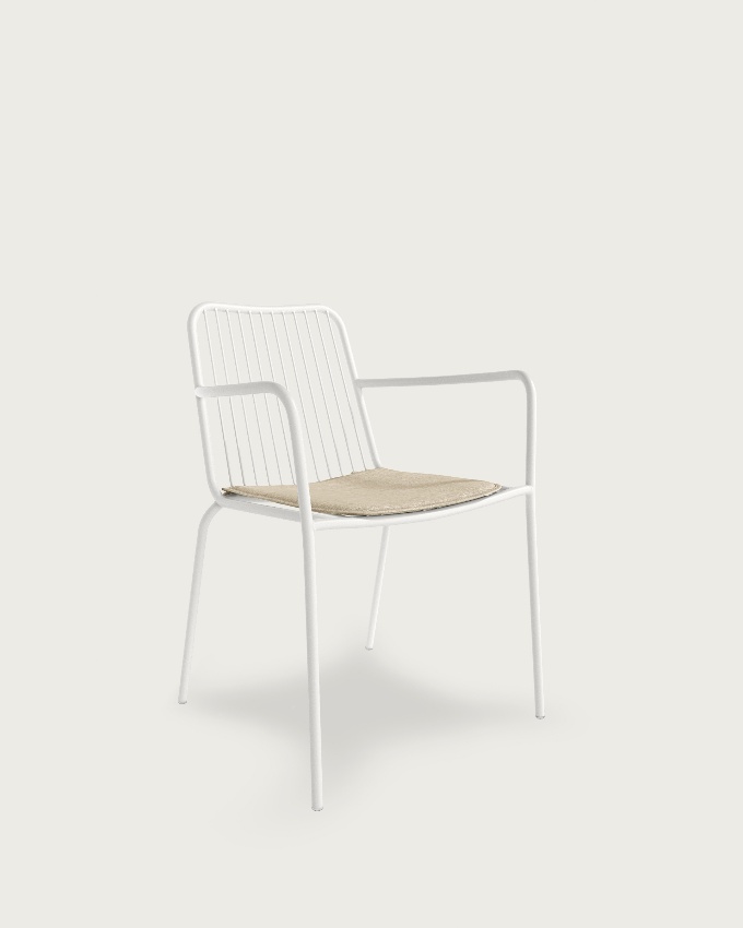 Chaise Ohana en métal blanc avec coussin