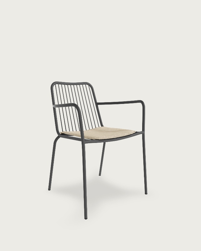 Chaise Ohana en métal graphite avec coussin