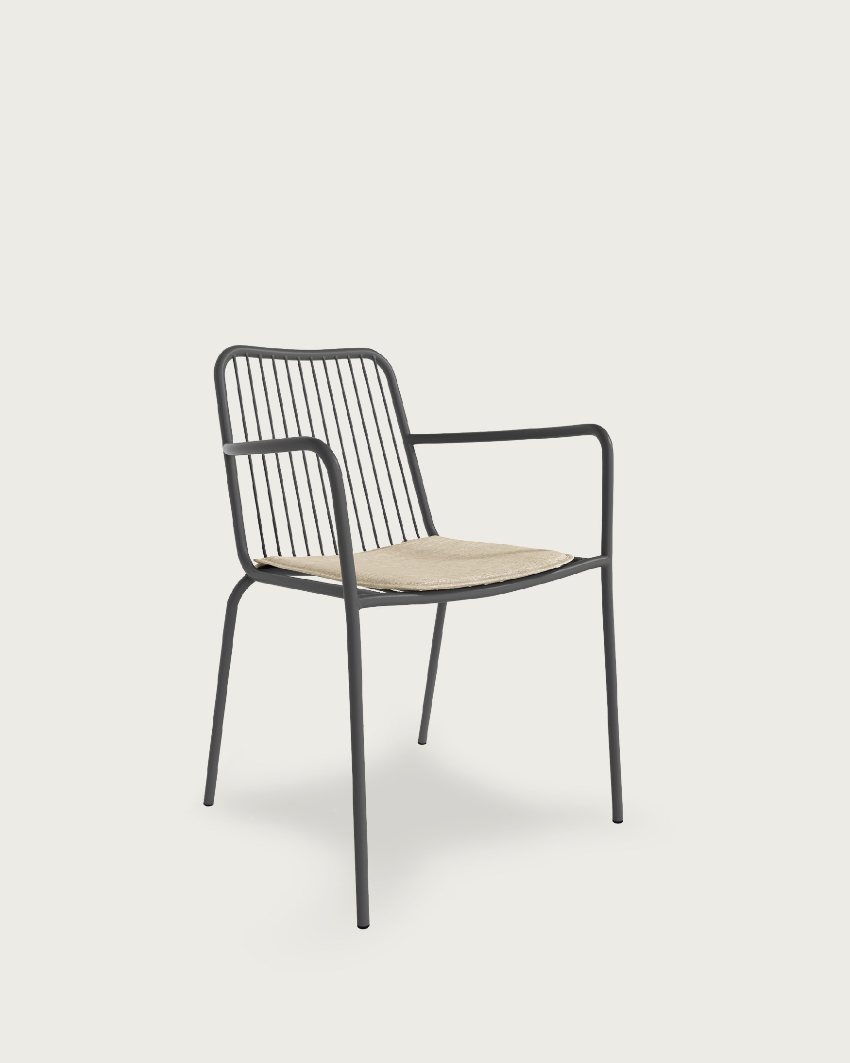 Chaise Ohana en métal graphite avec coussin