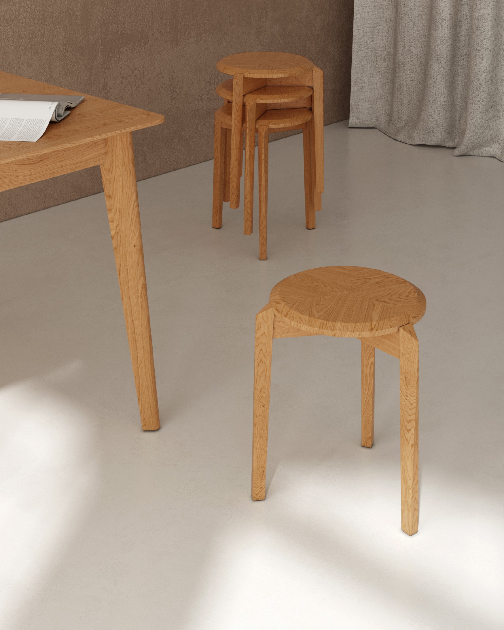 Natural oak Olea stool