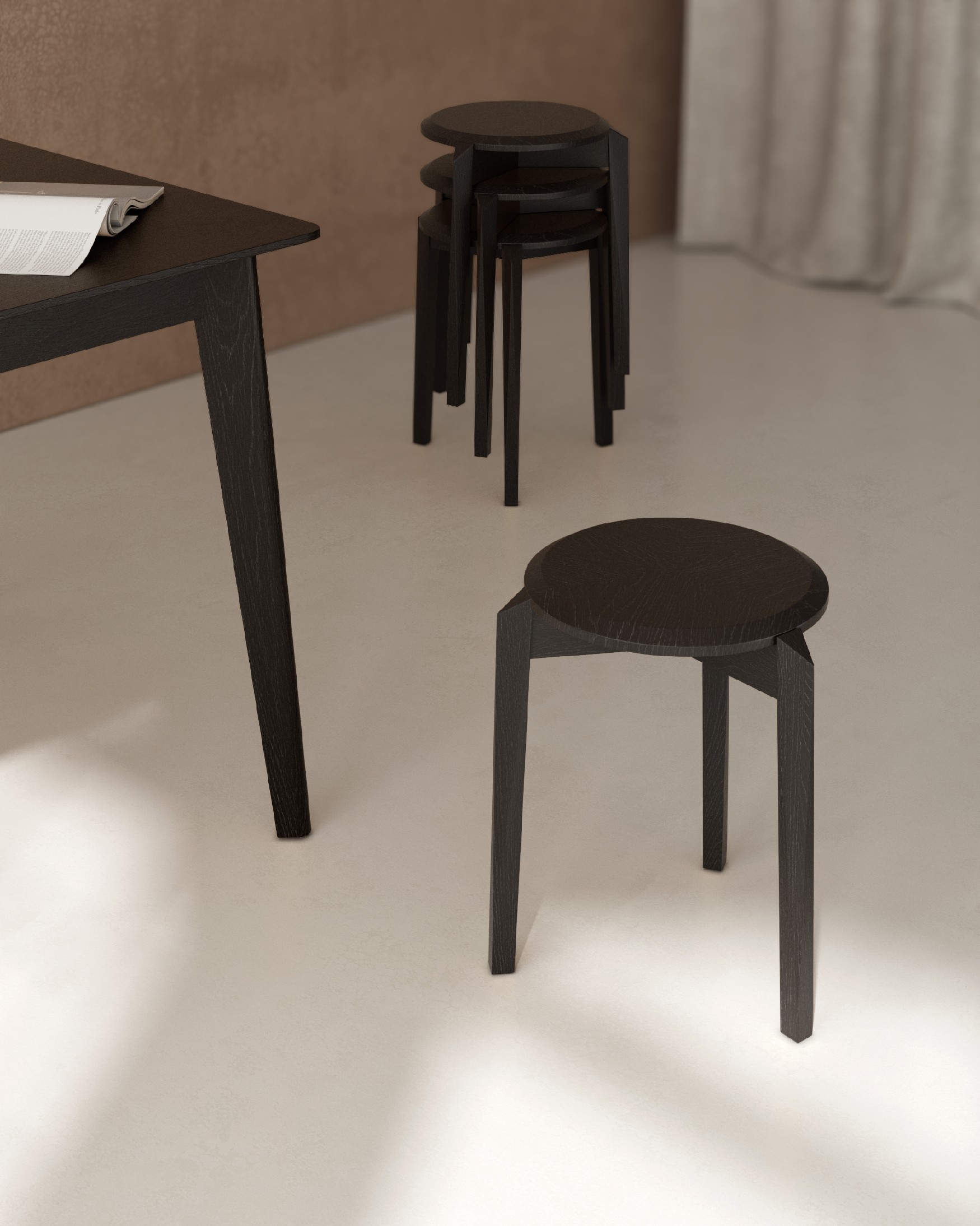 Olea stool in black oak