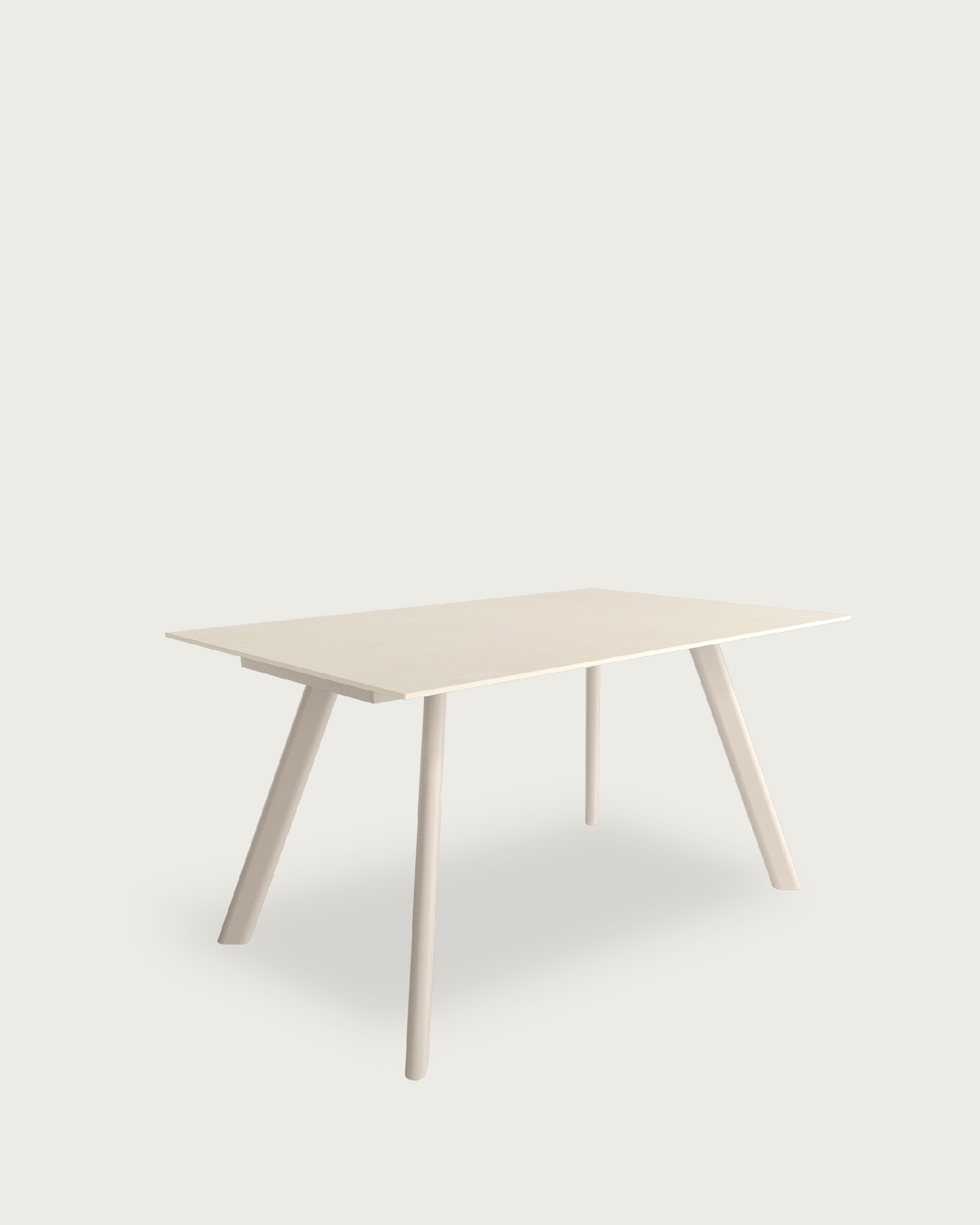 Table Oman avec finition en porcelaine sable et pied en métal ivoire 160 x 90 cm