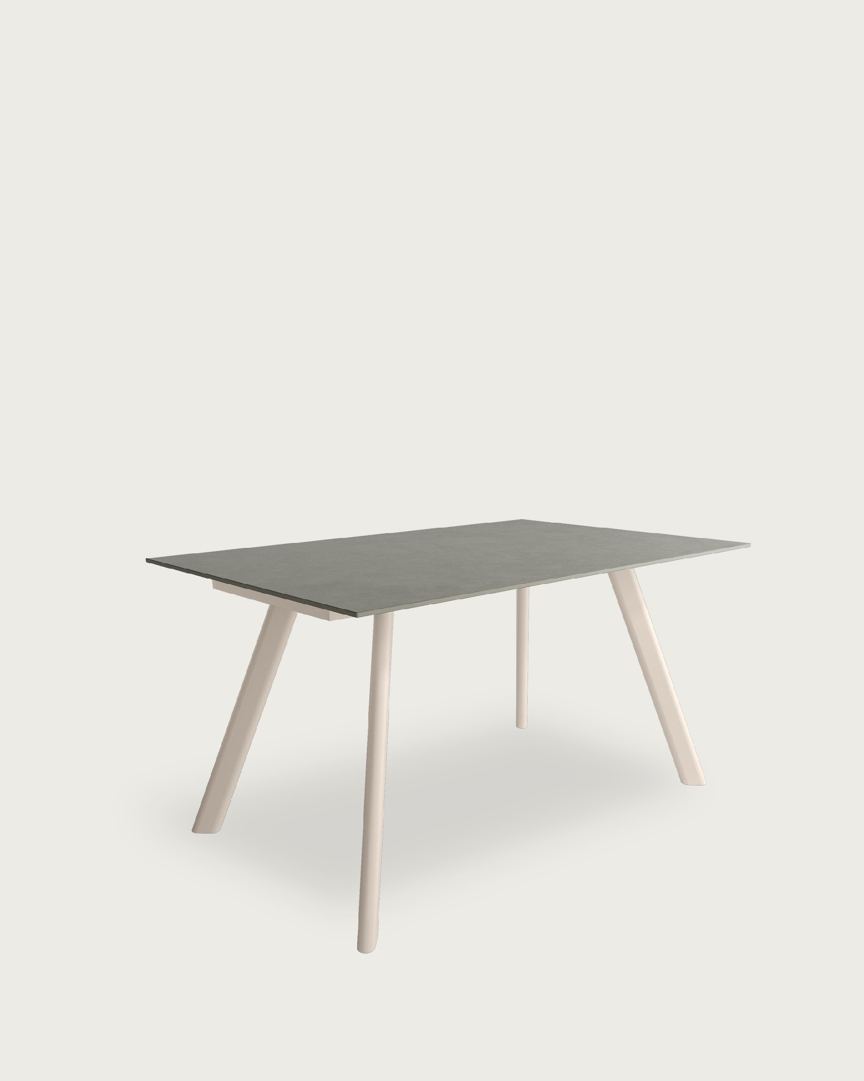 Mesa Oman con acabado porcelánico porland y pata metálica marfil 180 x 90 cm