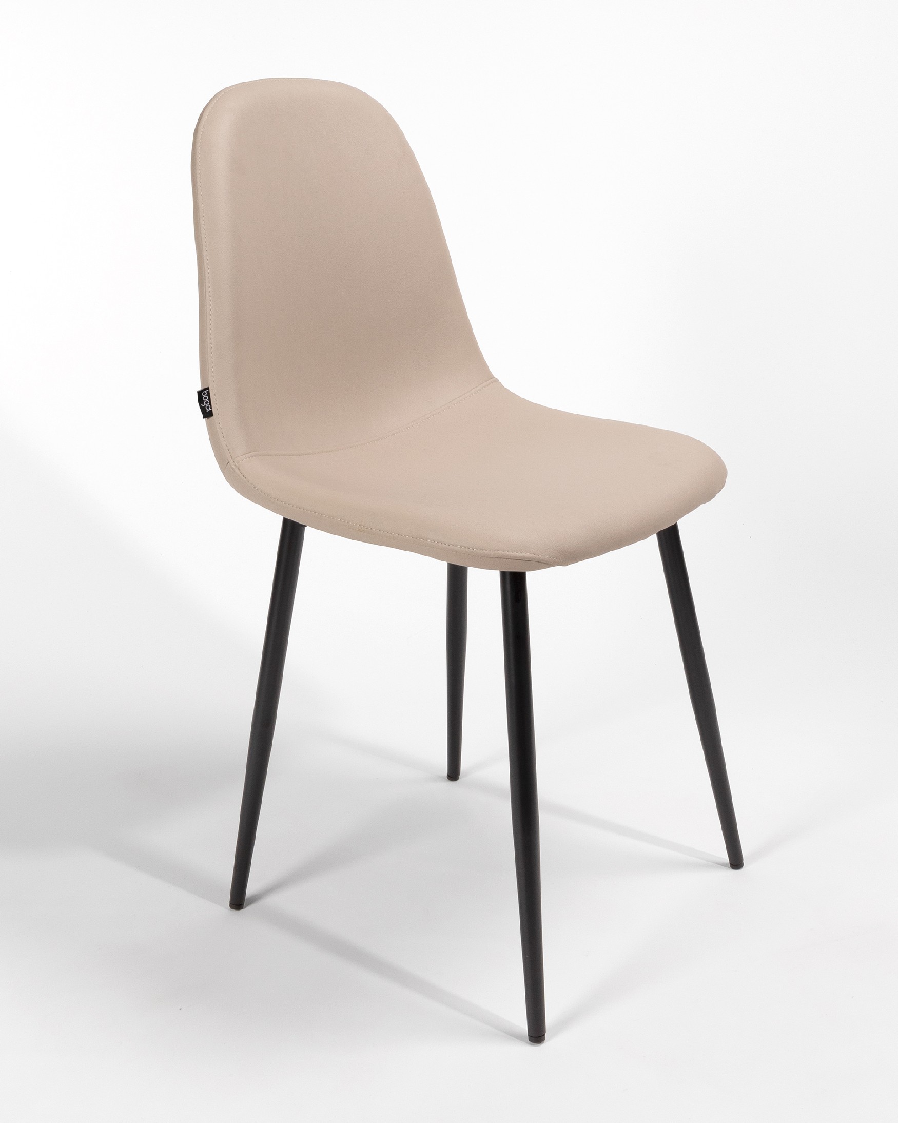 Oporto chair with beige upholstery and black metal legs
